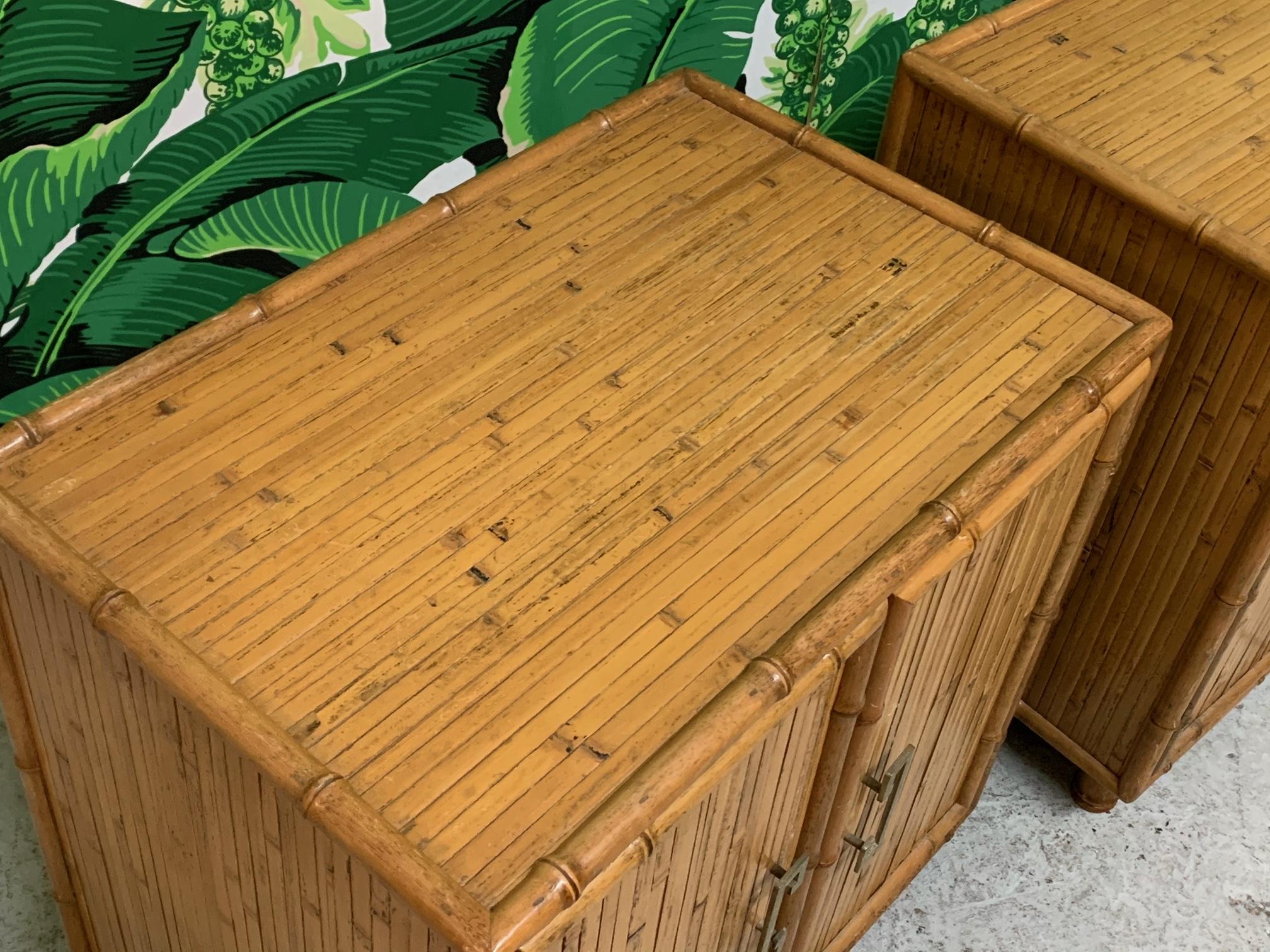 Late 20th Century Bamboo and Rattan Chinoiserie Nightstands