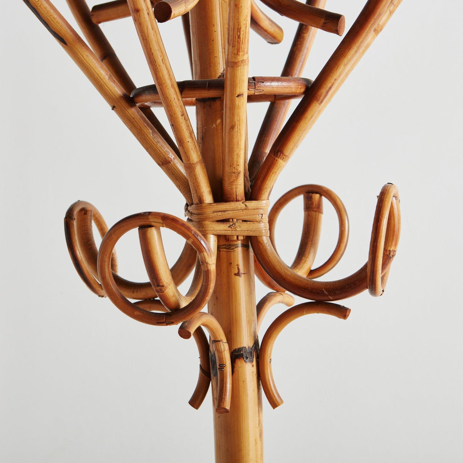 Late 20th Century Bamboo and Rattan Coat Rack in the Style of Franco Albini, France, 1970s