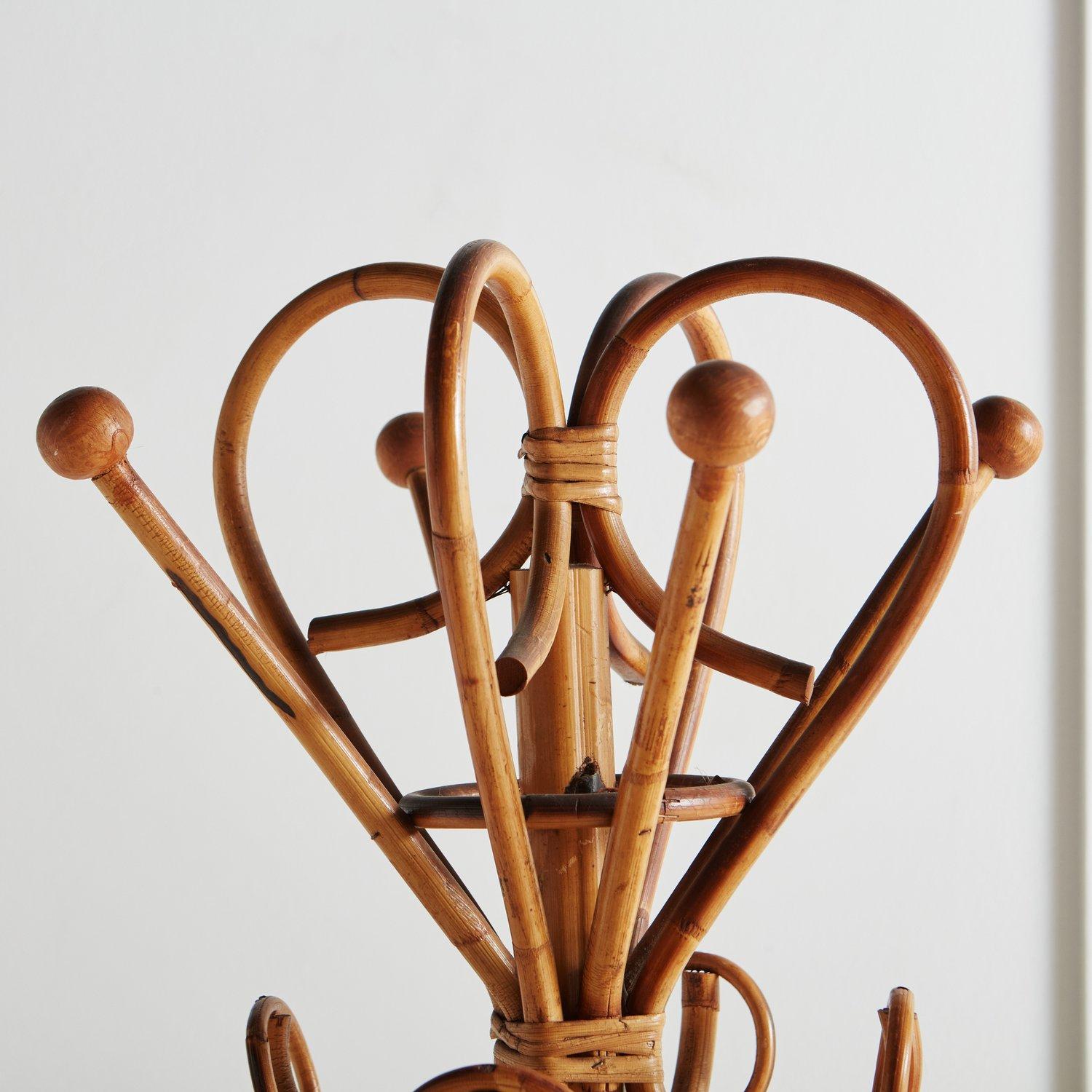 Bamboo and Rattan Coat Rack in the Style of Franco Albini, France, 1970s 2