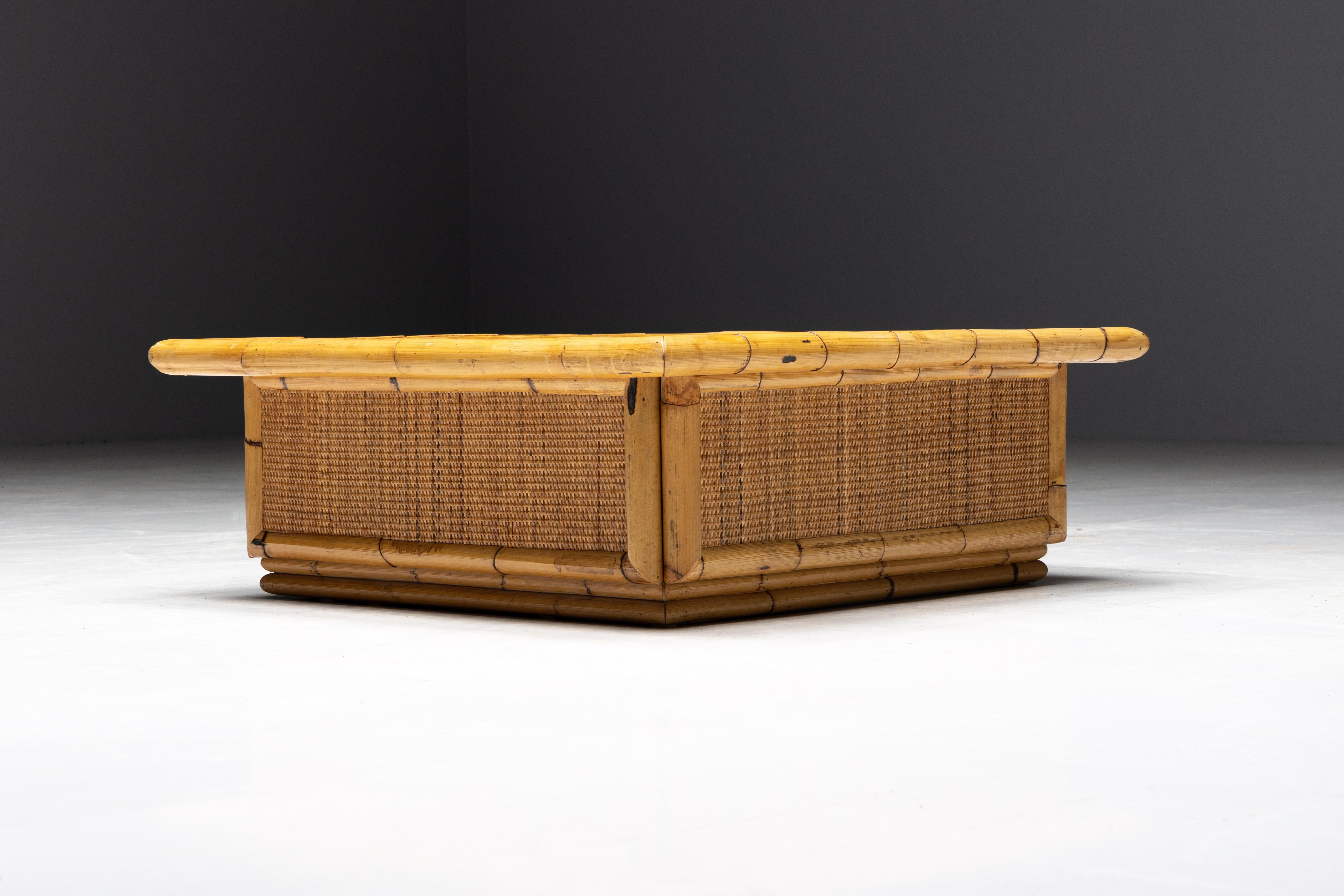 Bamboo and Rattan Coffee Table by Dal Vera, Italy, 1960s For Sale 6