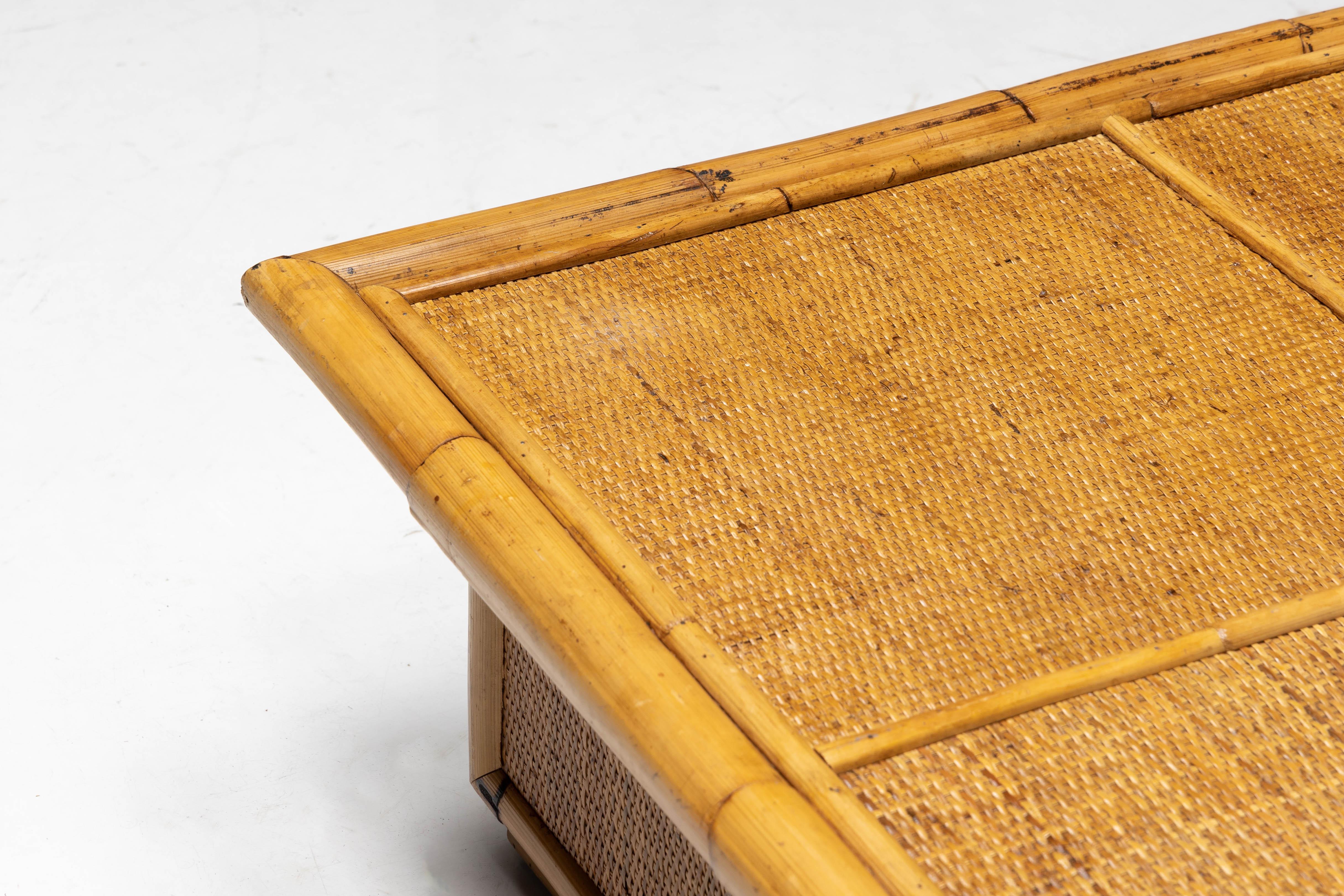 Bamboo and Rattan Coffee Table by Dal Vera, Italy, 1960s For Sale 9
