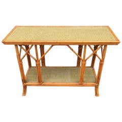 Bamboo and Rattan Console Table, circa 1970