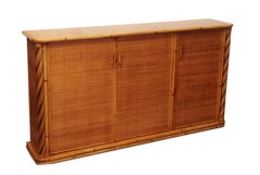 Bamboo and Rattan Credenza, Italy 1960s