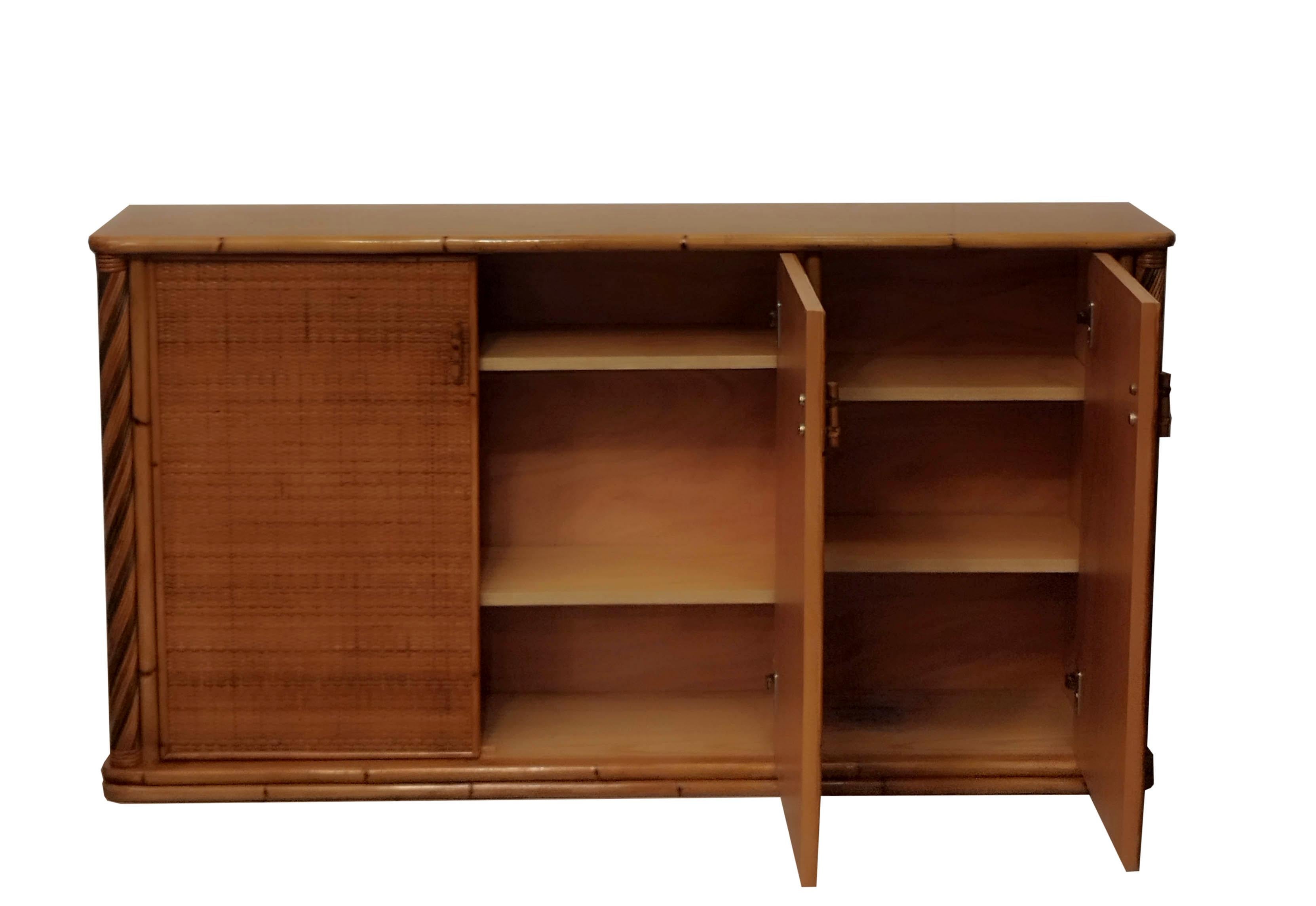Anrichte aus Bambus und Rattan, Italien 1960er Jahre im Angebot 1
