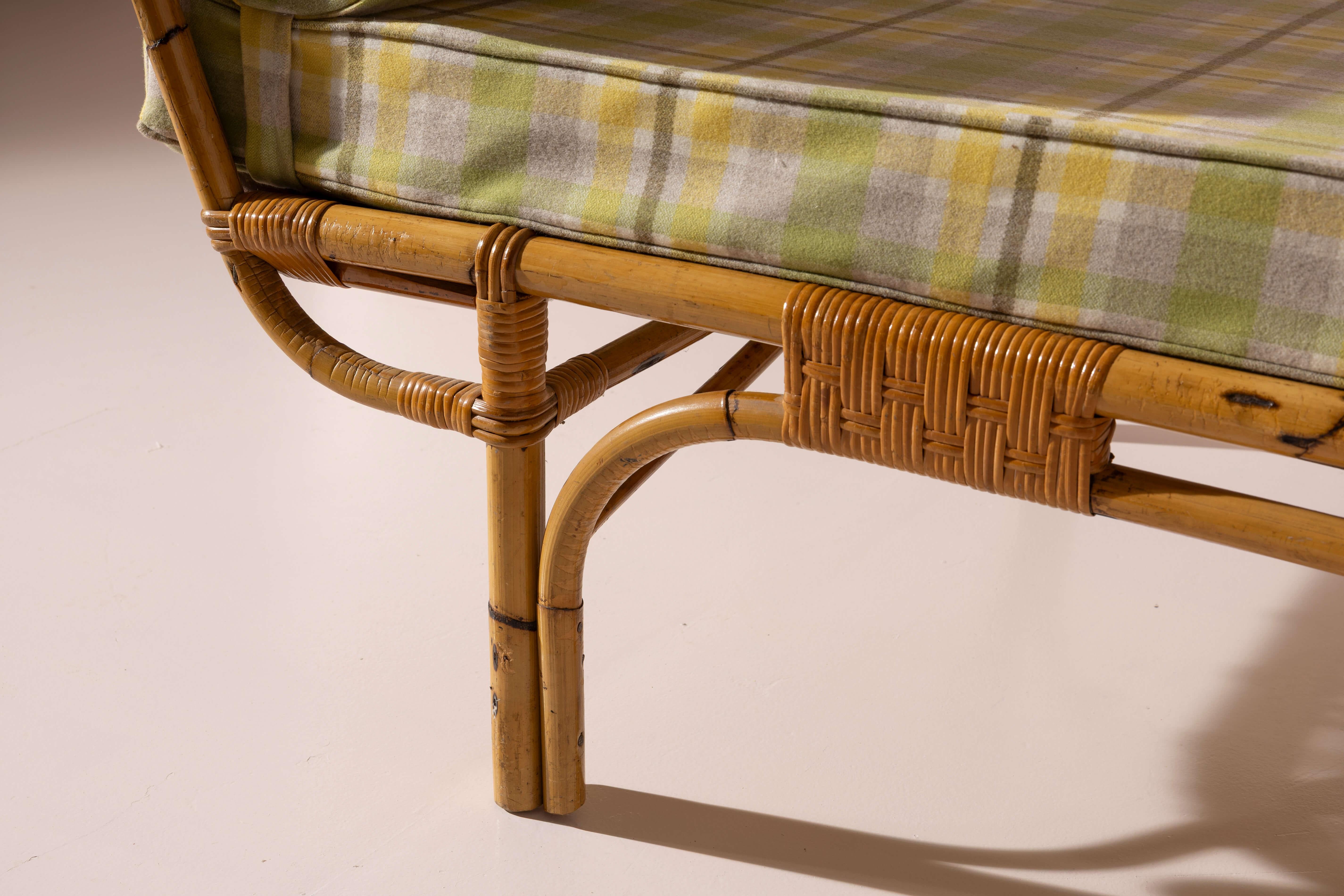Cama de día de bambú y ratán, Italia, años 60 en Bueno estado para la venta en Chiavari, Liguria
