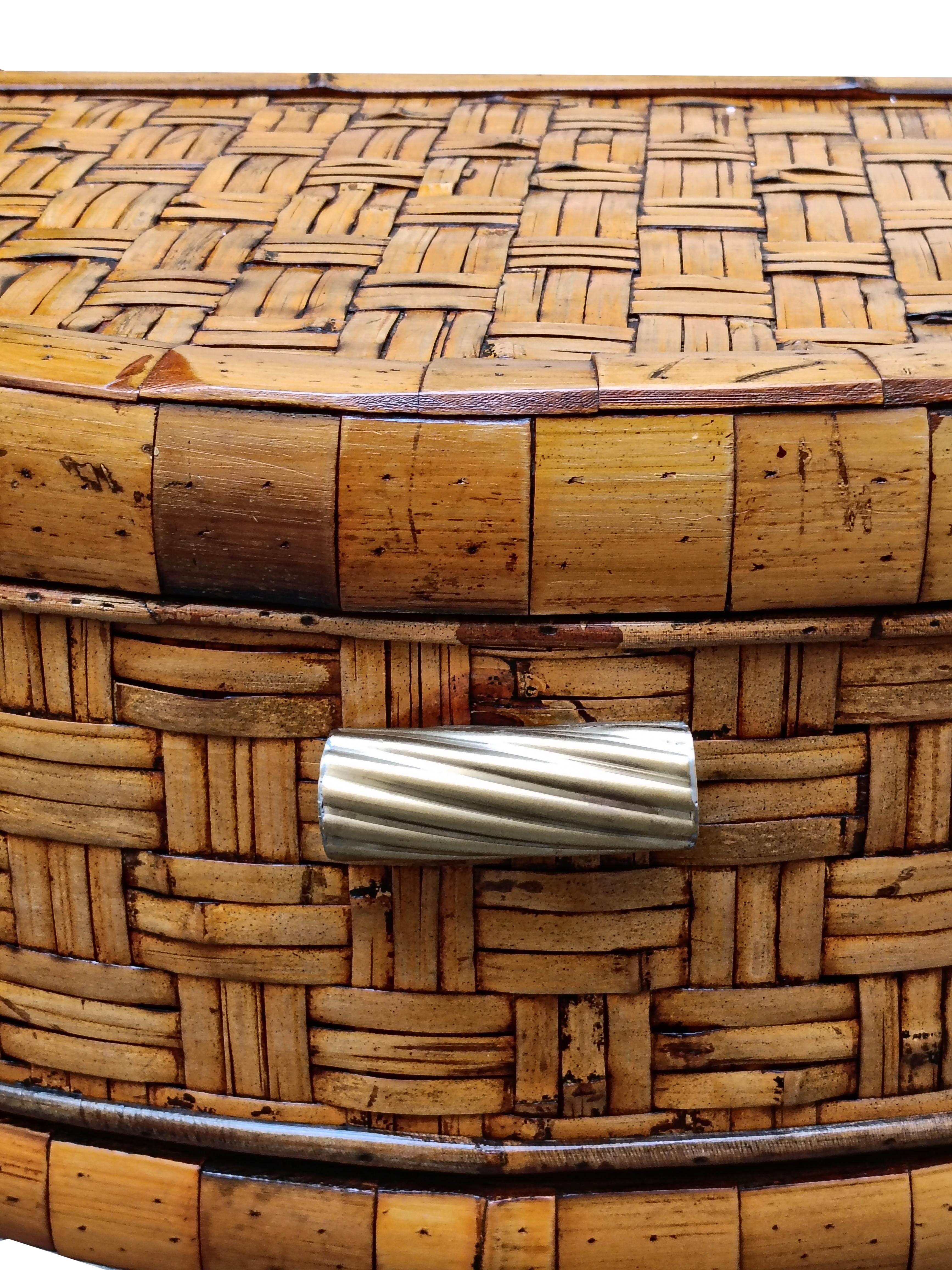 Bamboo and Rattan Demilune Console, Italy 1970s In Good Condition In Naples, IT