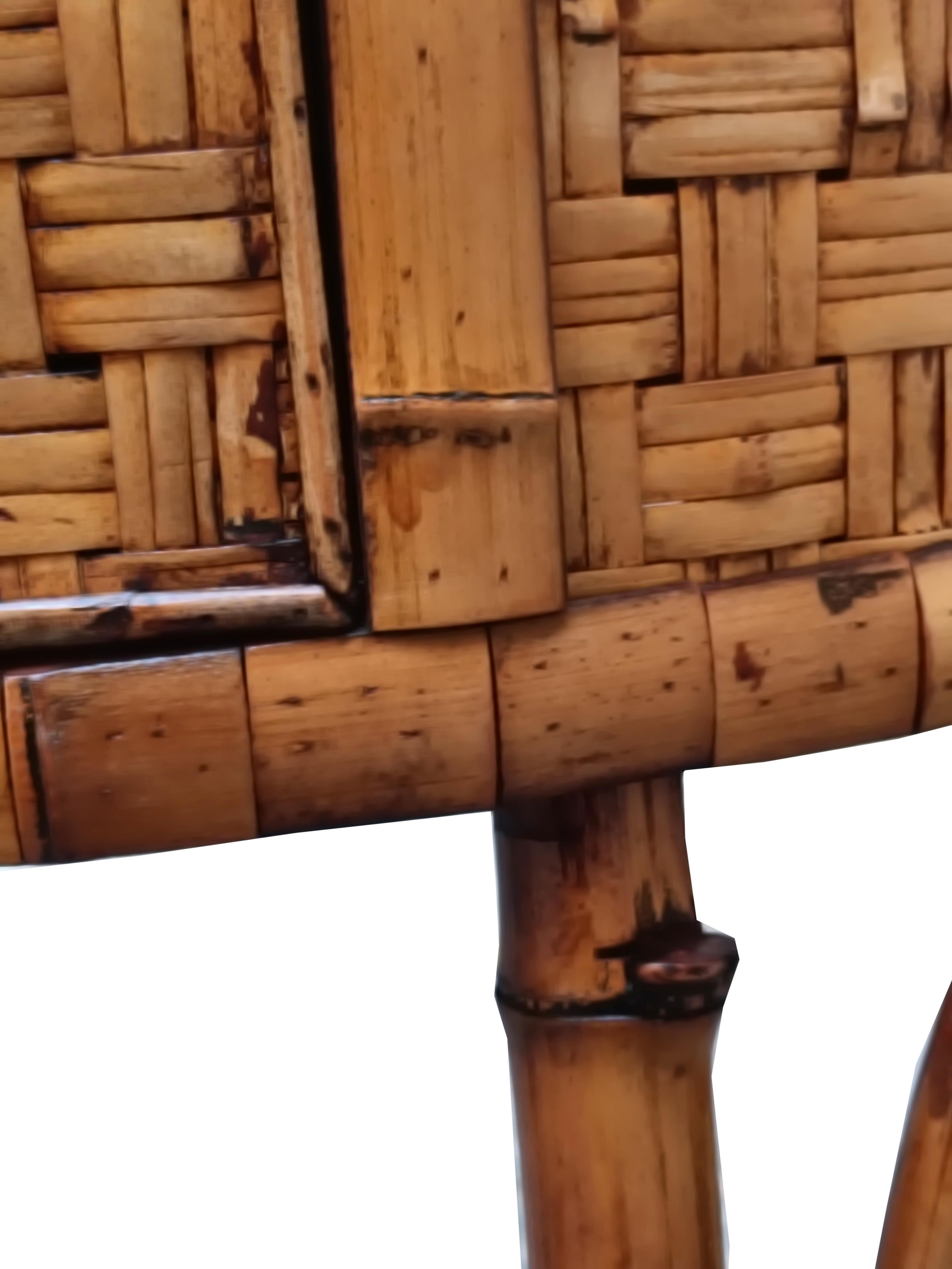Bamboo and Rattan Demilune Console, Italy 1970s 1