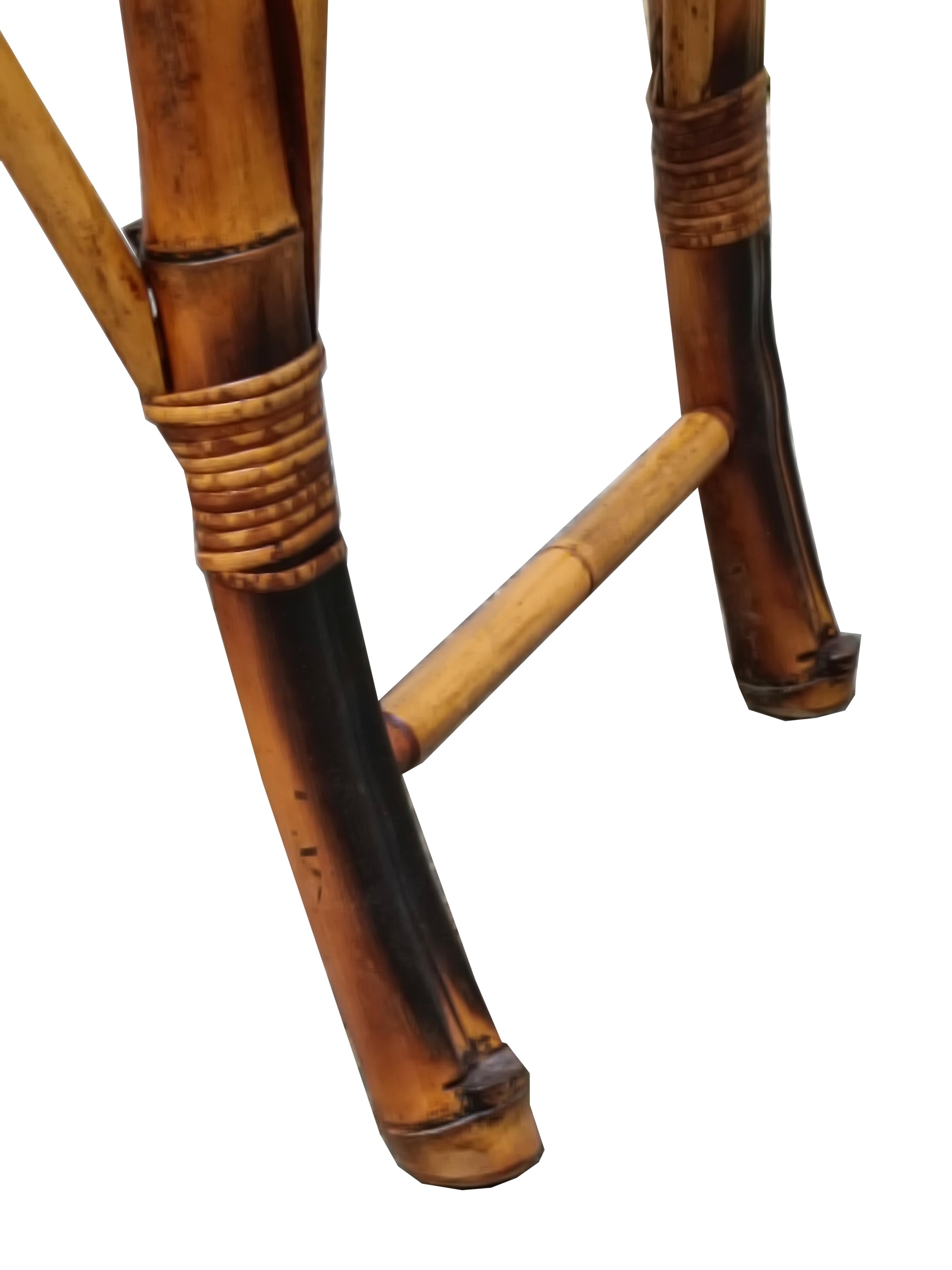 Bamboo and Rattan Demilune Console, Italy 1970s 2