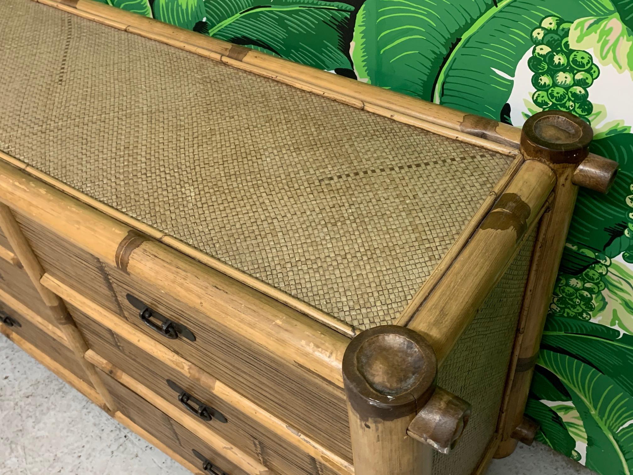 Bamboo and Rattan Double Dresser In Good Condition In Jacksonville, FL