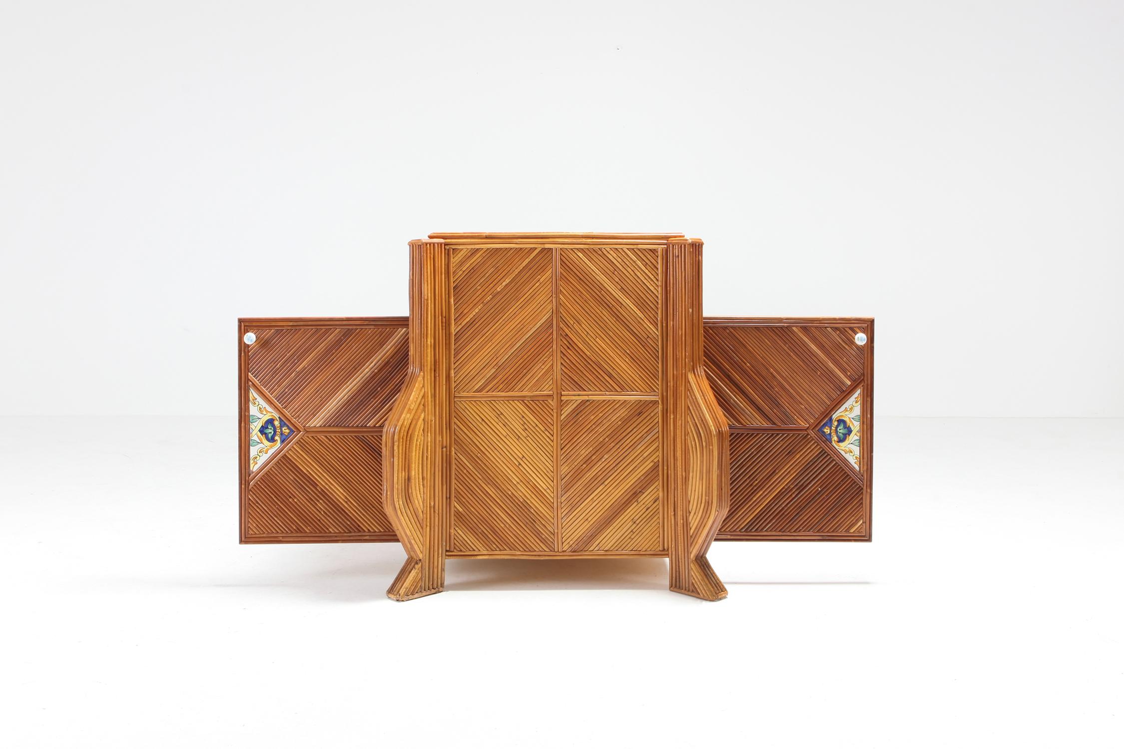 Bamboo and Rattan Double Face Credenza by Vivai del Sud 4