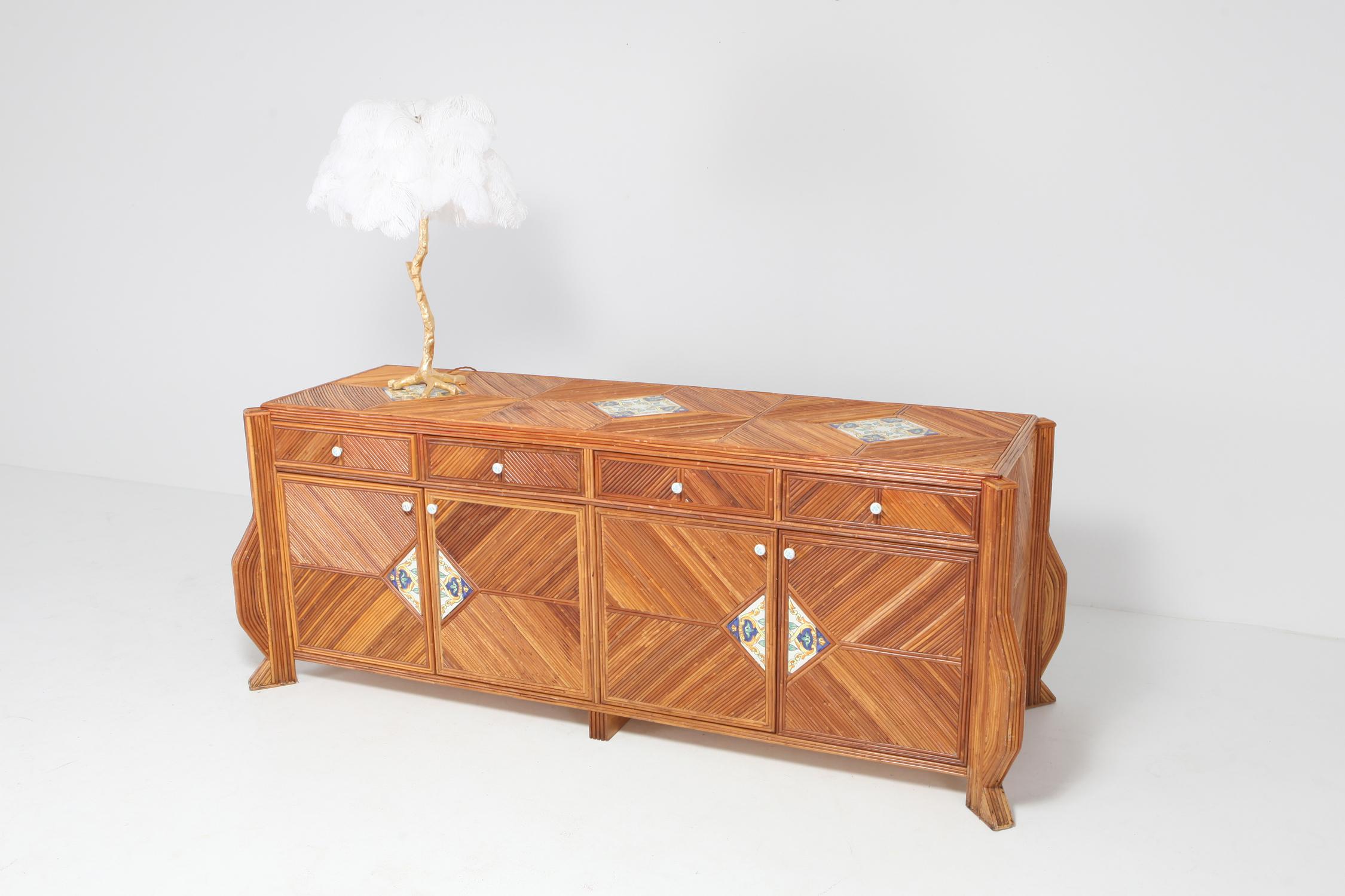 Bamboo and Rattan Double Face Credenza by Vivai del Sud 6