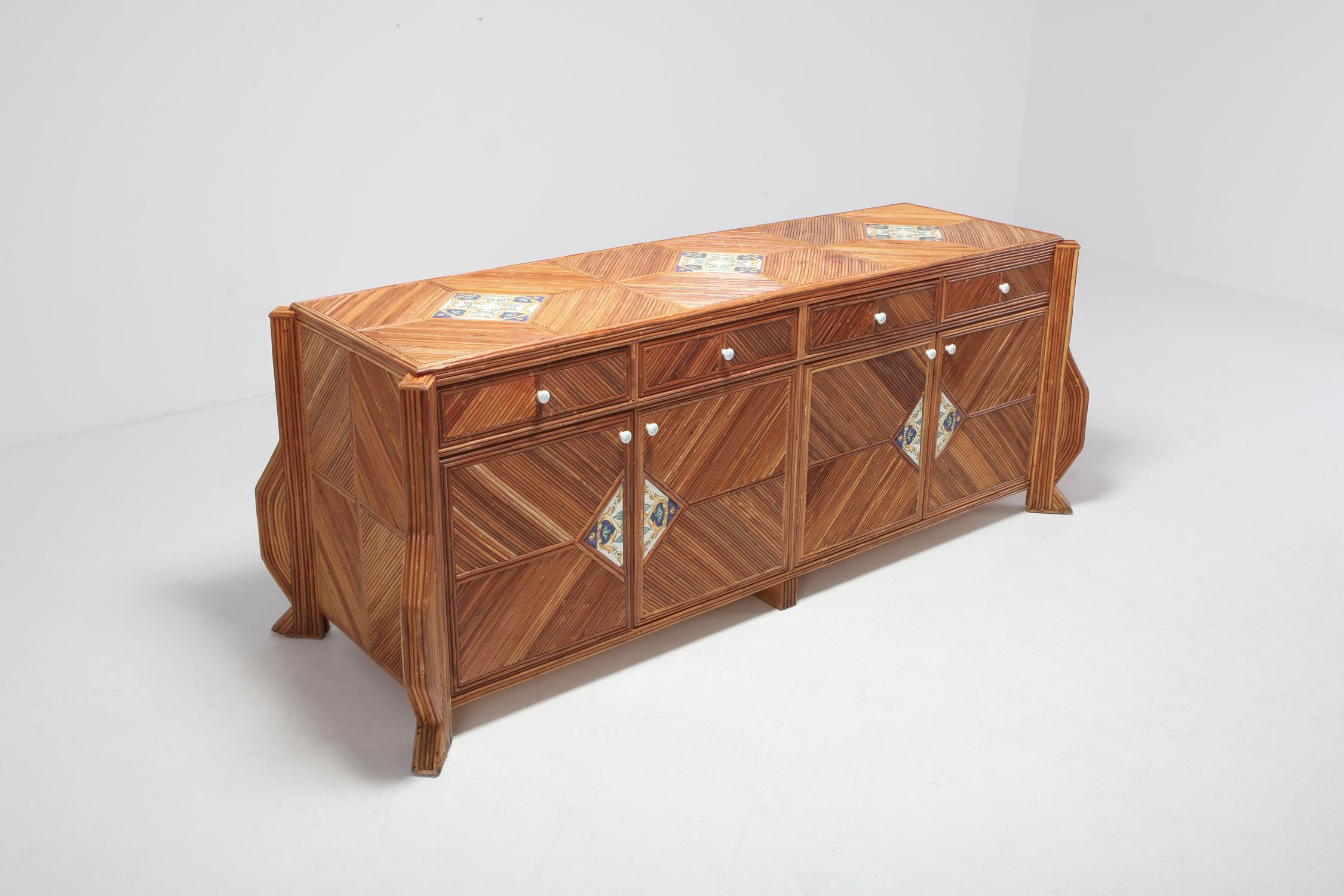 Bamboo and Rattan Double Face Credenza by Vivai del Sud In Excellent Condition In Antwerp, BE