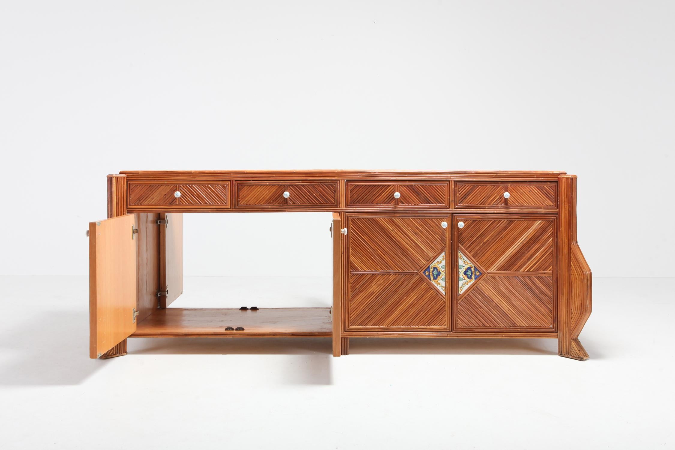 Bamboo and Rattan Double Face Credenza by Vivai del Sud 1