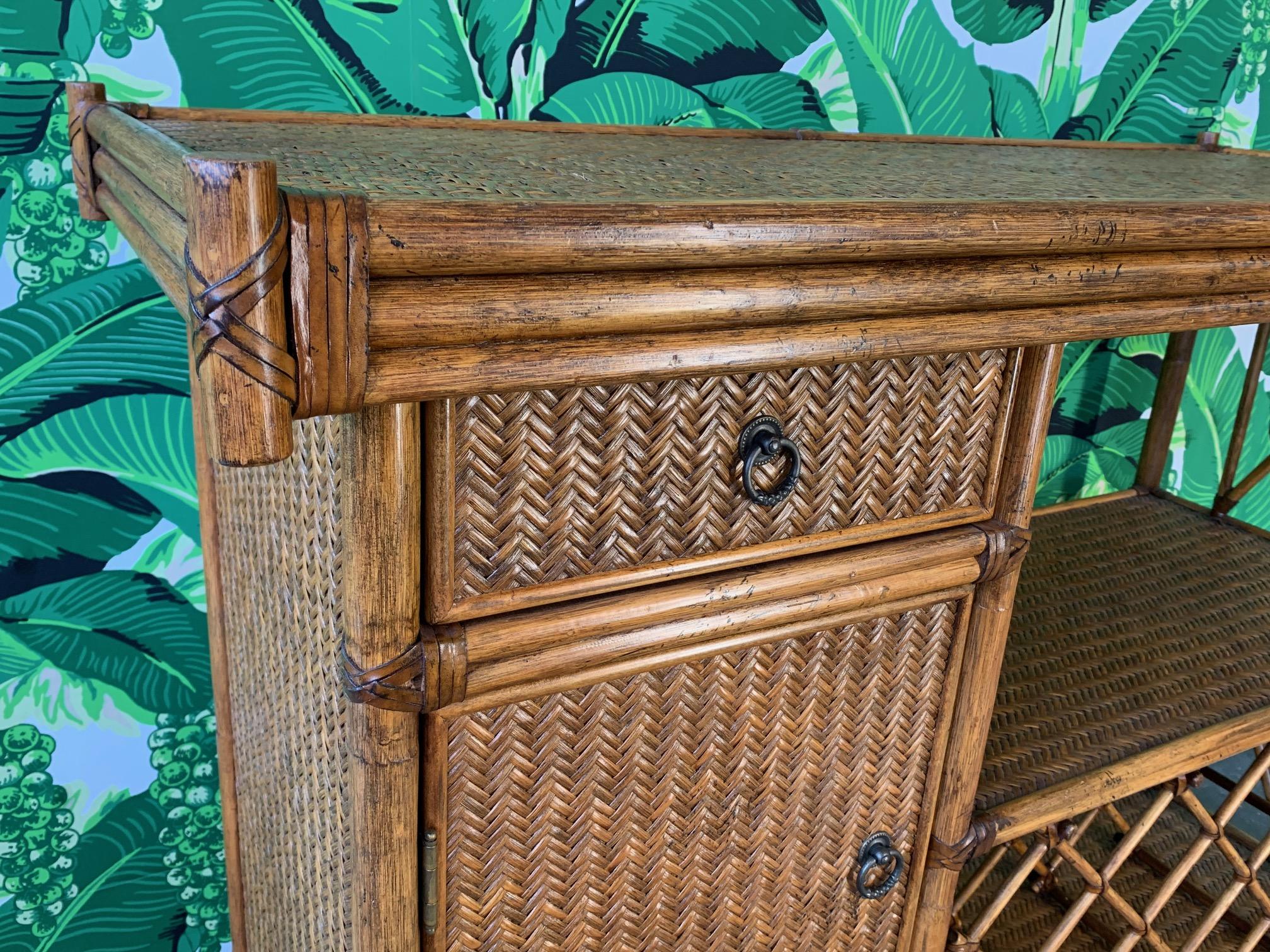 Hollywood Regency Bamboo and Rattan Dry Bar