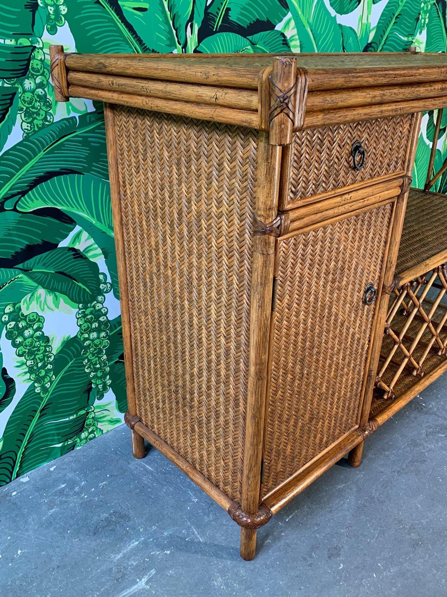 Bamboo and Rattan Dry Bar In Good Condition In Jacksonville, FL