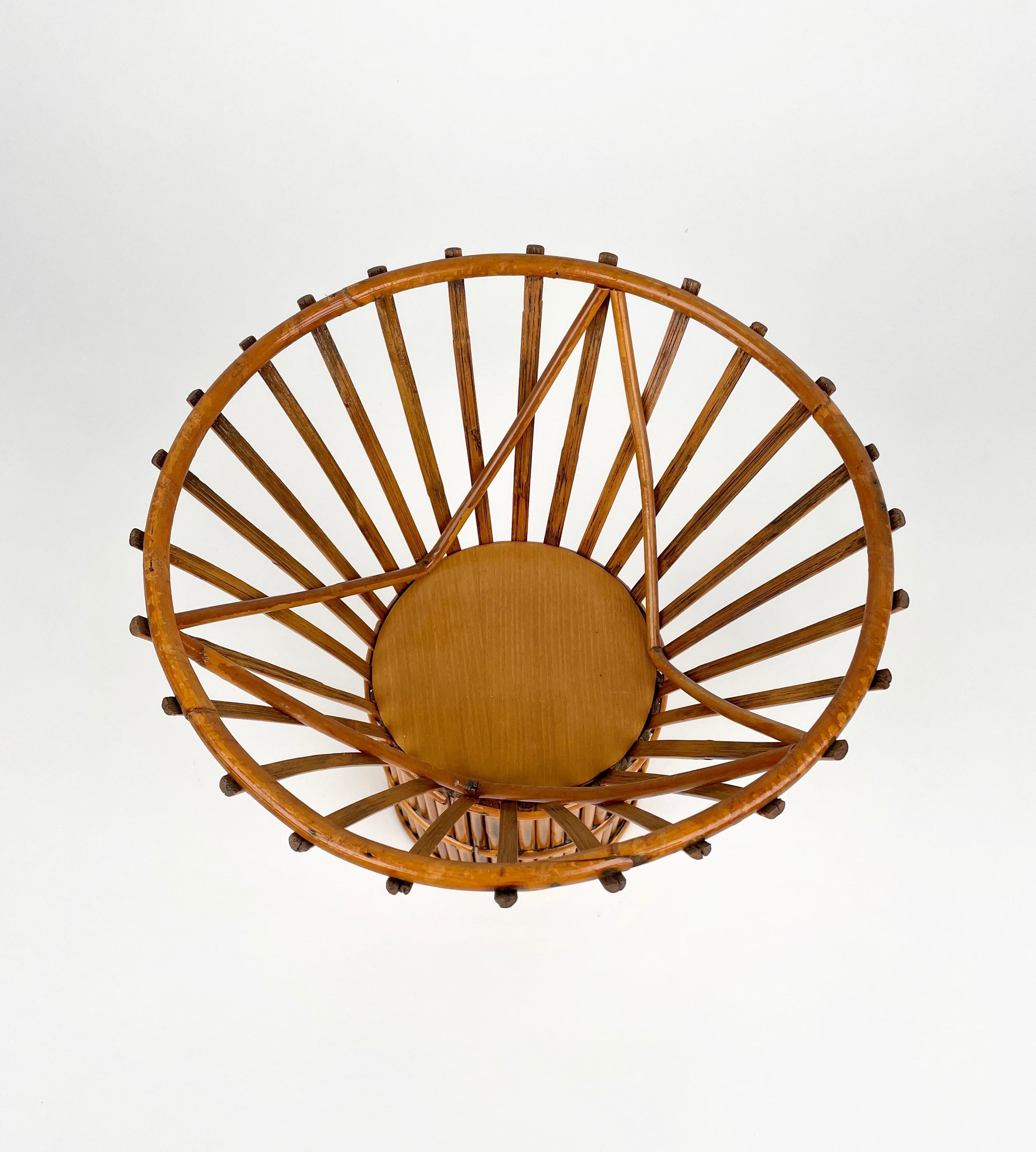 Bamboo and Rattan Fruit Bowl Centerpiece, Italy, 1960s In Good Condition For Sale In Rome, IT