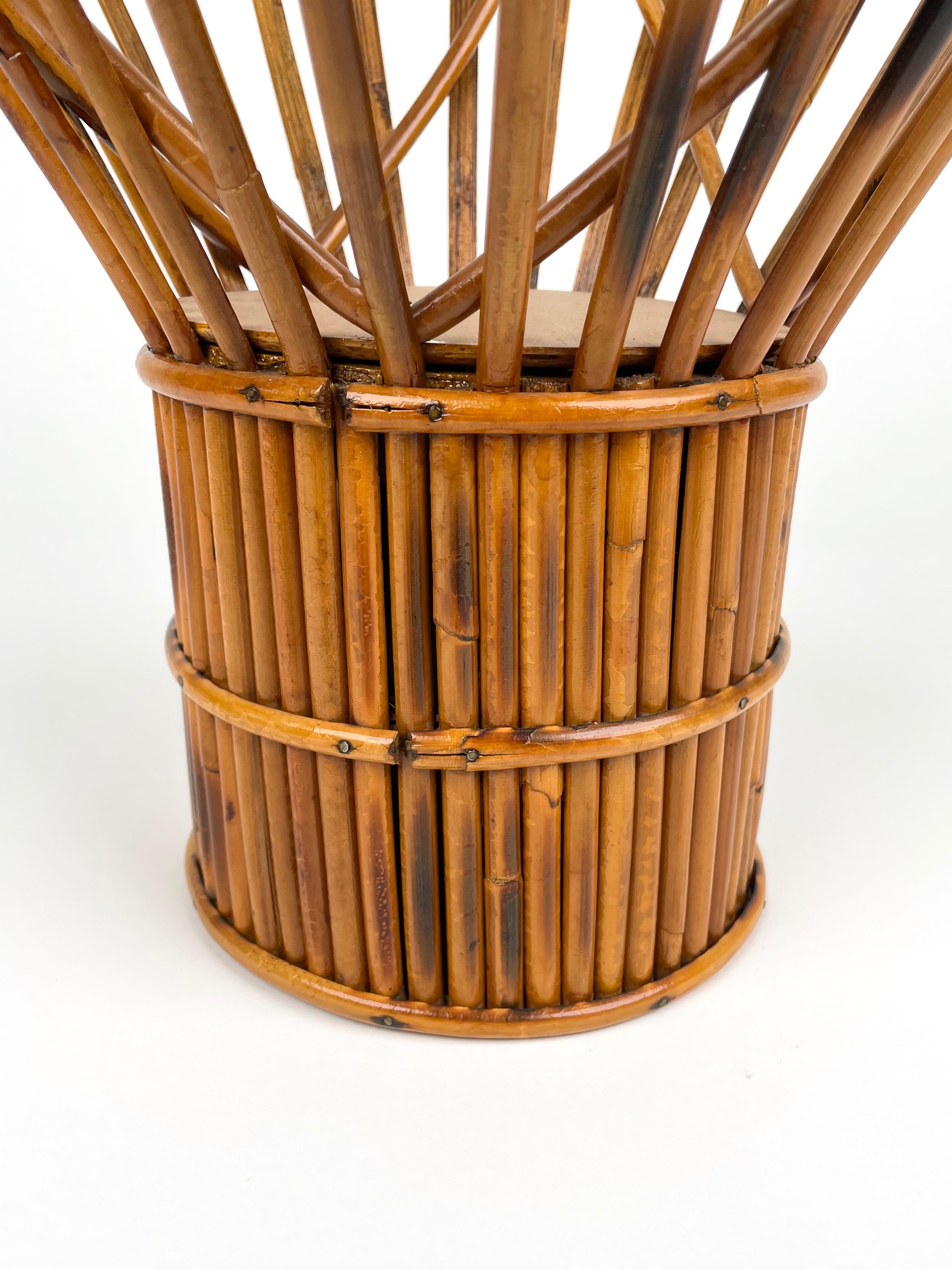 Mid-20th Century Bamboo and Rattan Fruit Bowl Centerpiece, Italy, 1960s For Sale