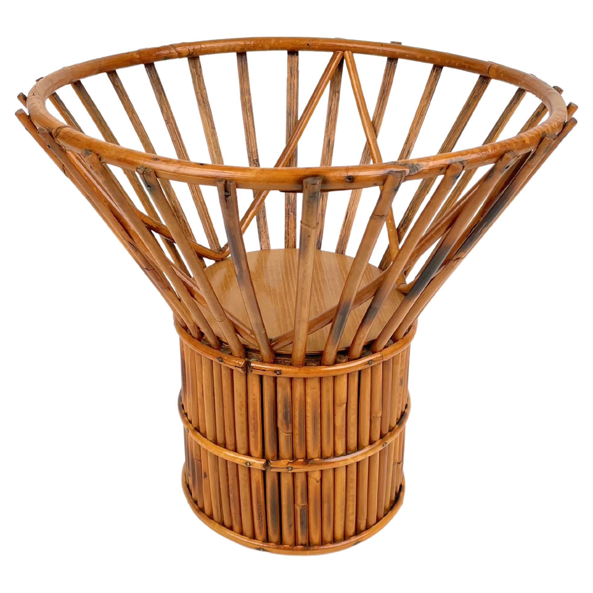 Bamboo and Rattan Fruit Bowl Centerpiece, Italy, 1960s