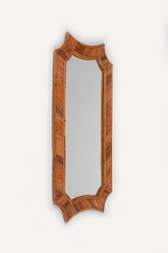 Bamboo and Rattan Geometric Wall Mirror Vivai Del Sud Style, Italy 1960s