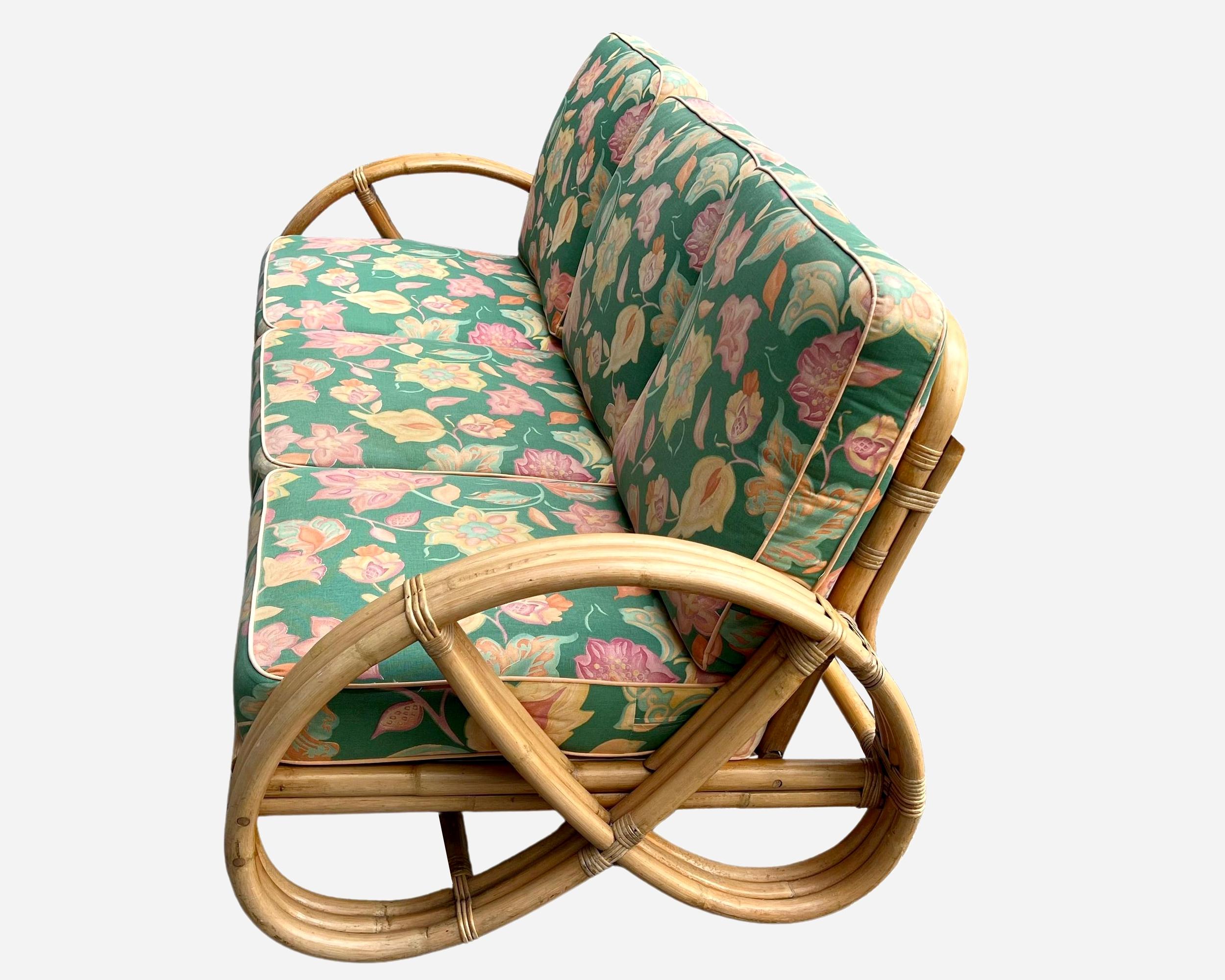 Fabric Bamboo and rattan living room furniture, France, 1960 / 1970 For Sale