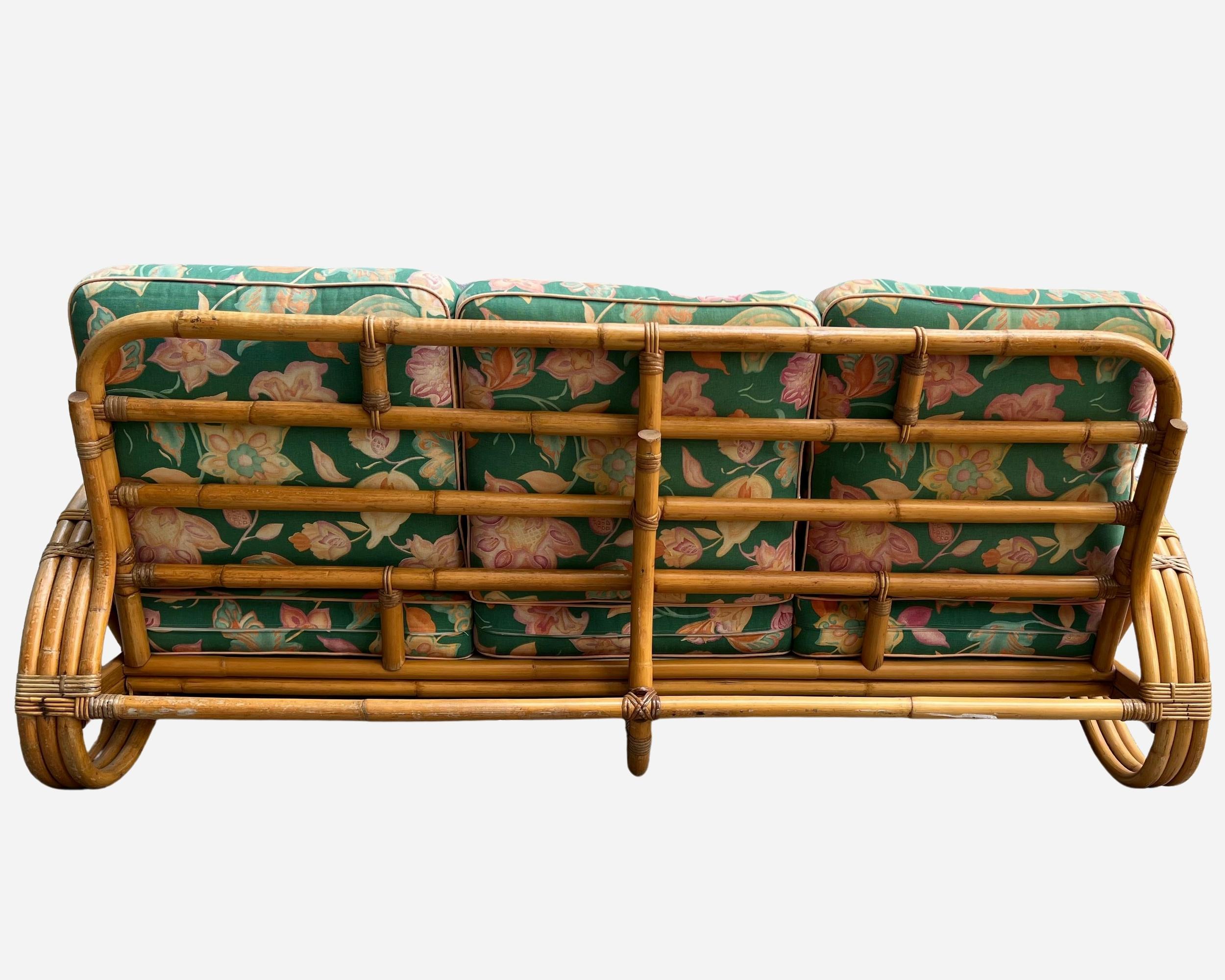 Bamboo and rattan living room furniture, France, 1960 / 1970 For Sale 1