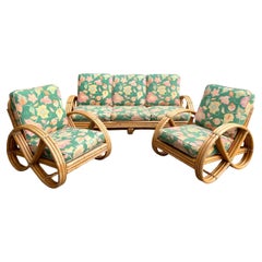 Bamboo and rattan living room furniture, France, 1960 / 1970