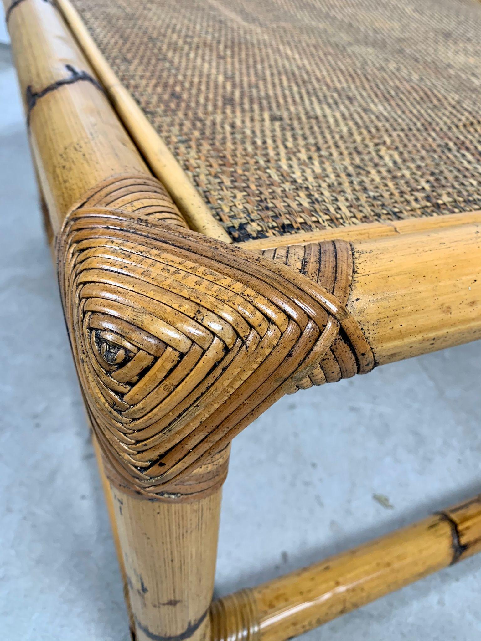 Bamboo and rattan low table by Vivai del Sud, Italy, 1970s For Sale 4