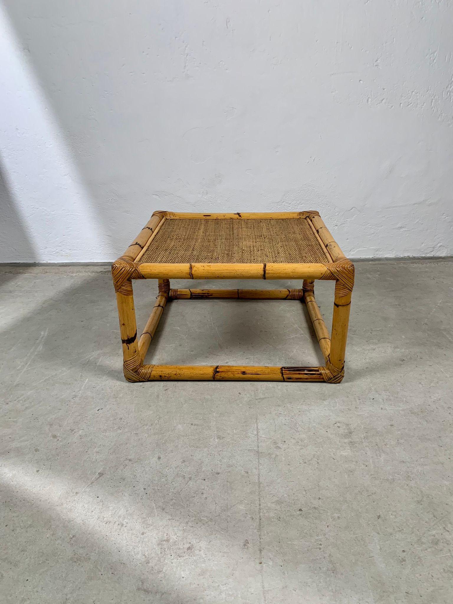 Italian Bamboo and rattan low table by Vivai del Sud, Italy, 1970s For Sale