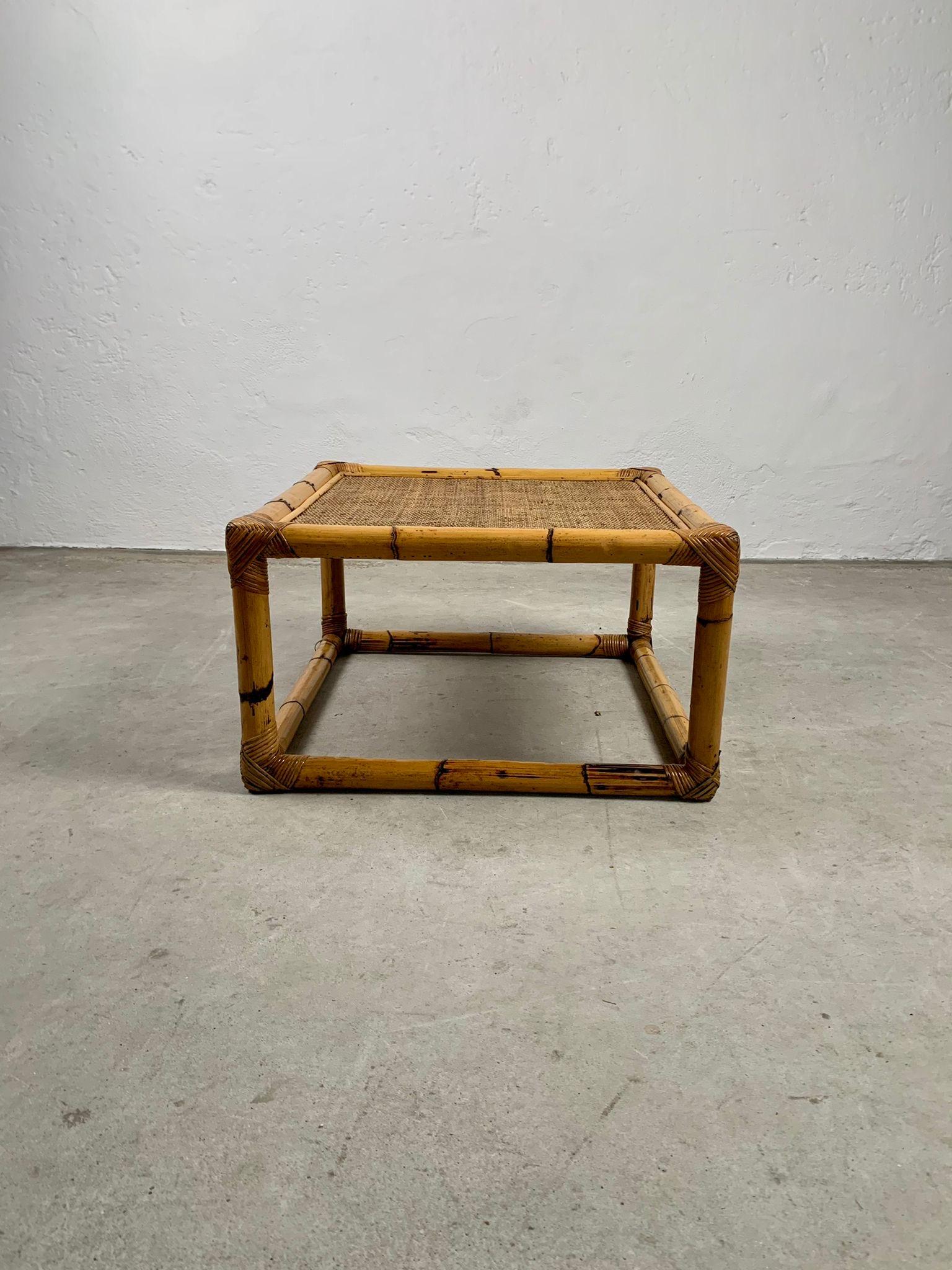 Bamboo and rattan low table by Vivai del Sud, Italy, 1970s In Excellent Condition For Sale In Milano, IT
