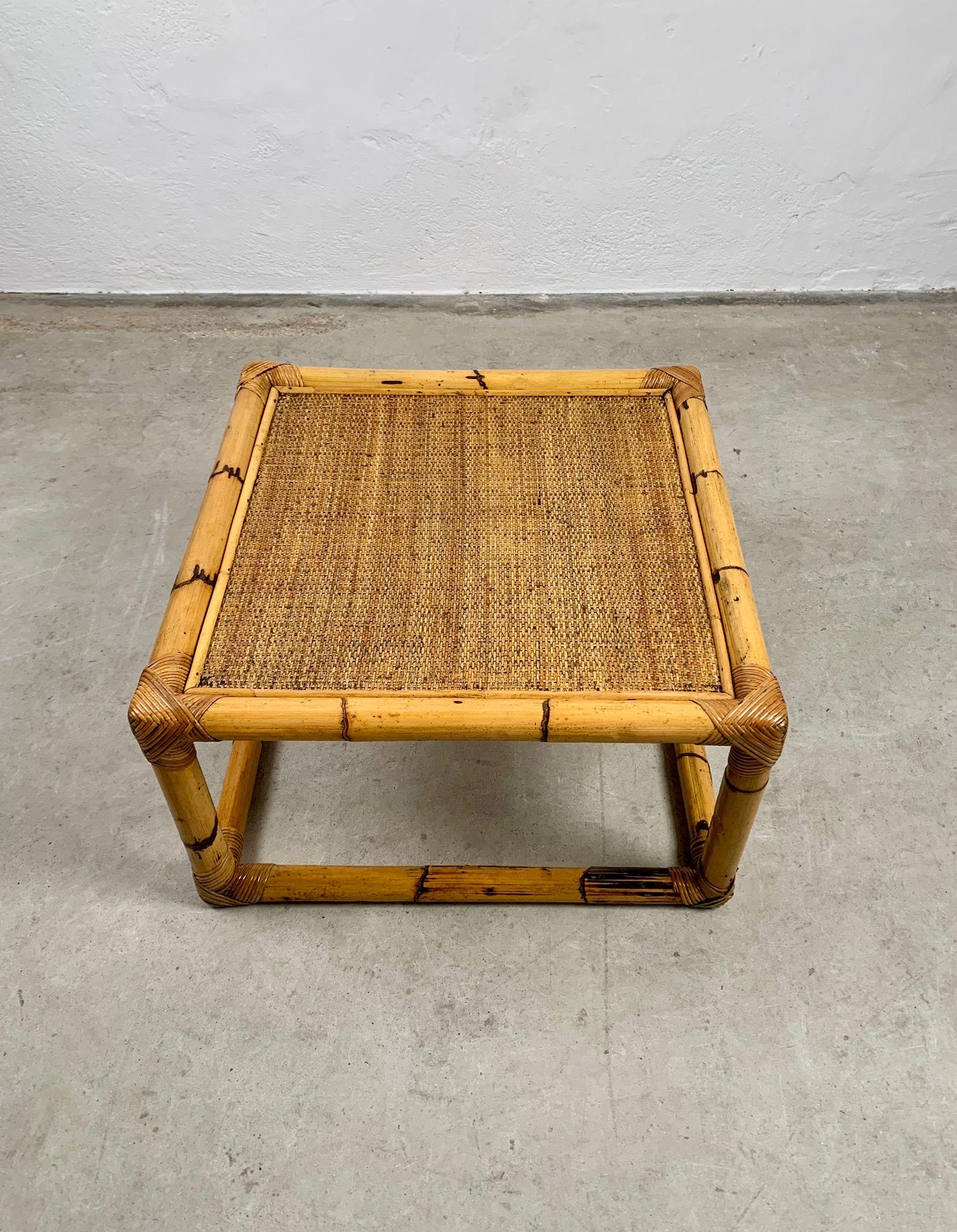 Bamboo and rattan low table by Vivai del Sud, Italy, 1970s For Sale 1