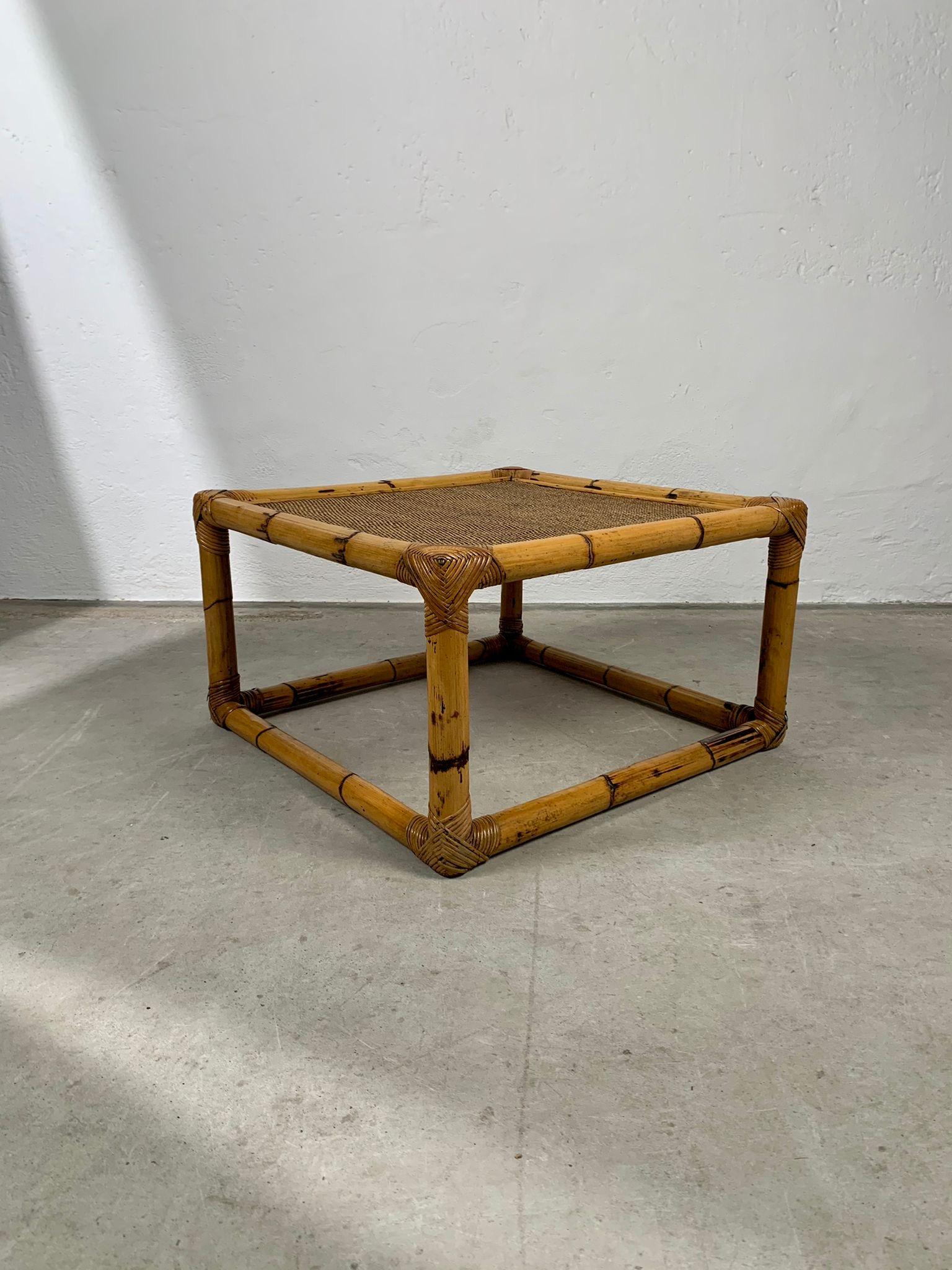 Bamboo and rattan low table by Vivai del Sud, Italy, 1970s For Sale 2