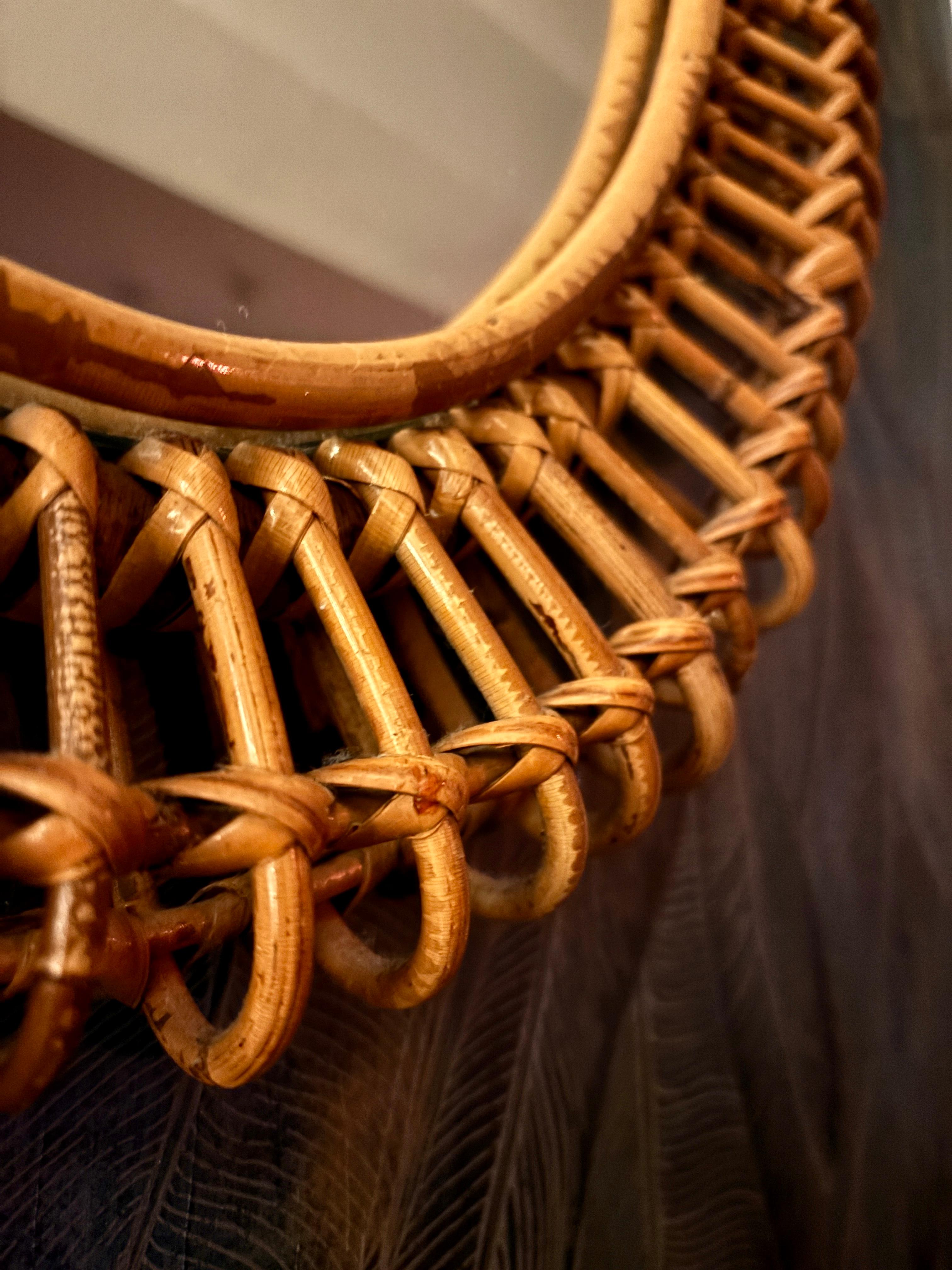 Bambù Specchio in bambù e rattan di Franco Albini, Italia anni '60 in vendita
