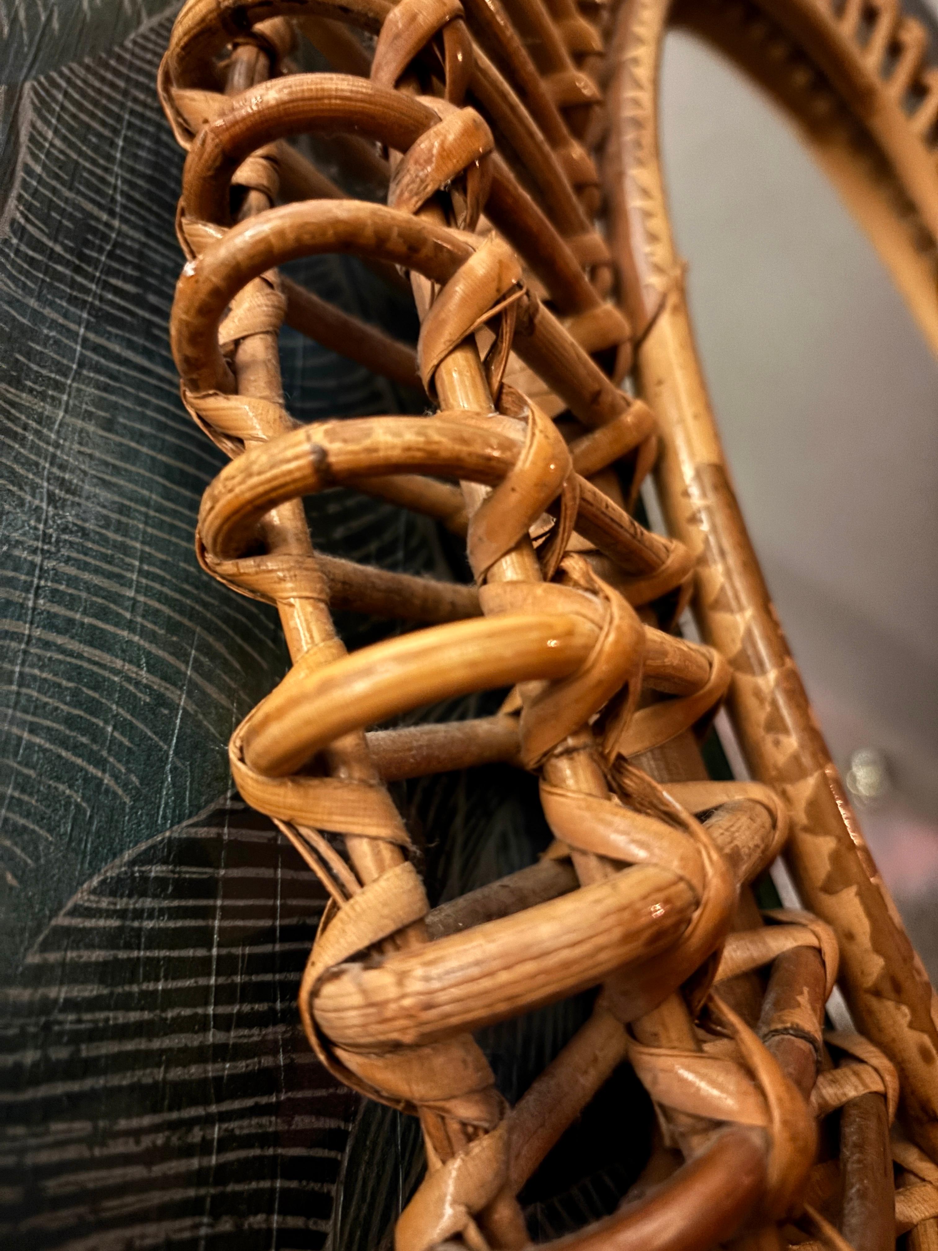 Specchio in bambù e rattan di Franco Albini, Italia anni '60 in vendita 1