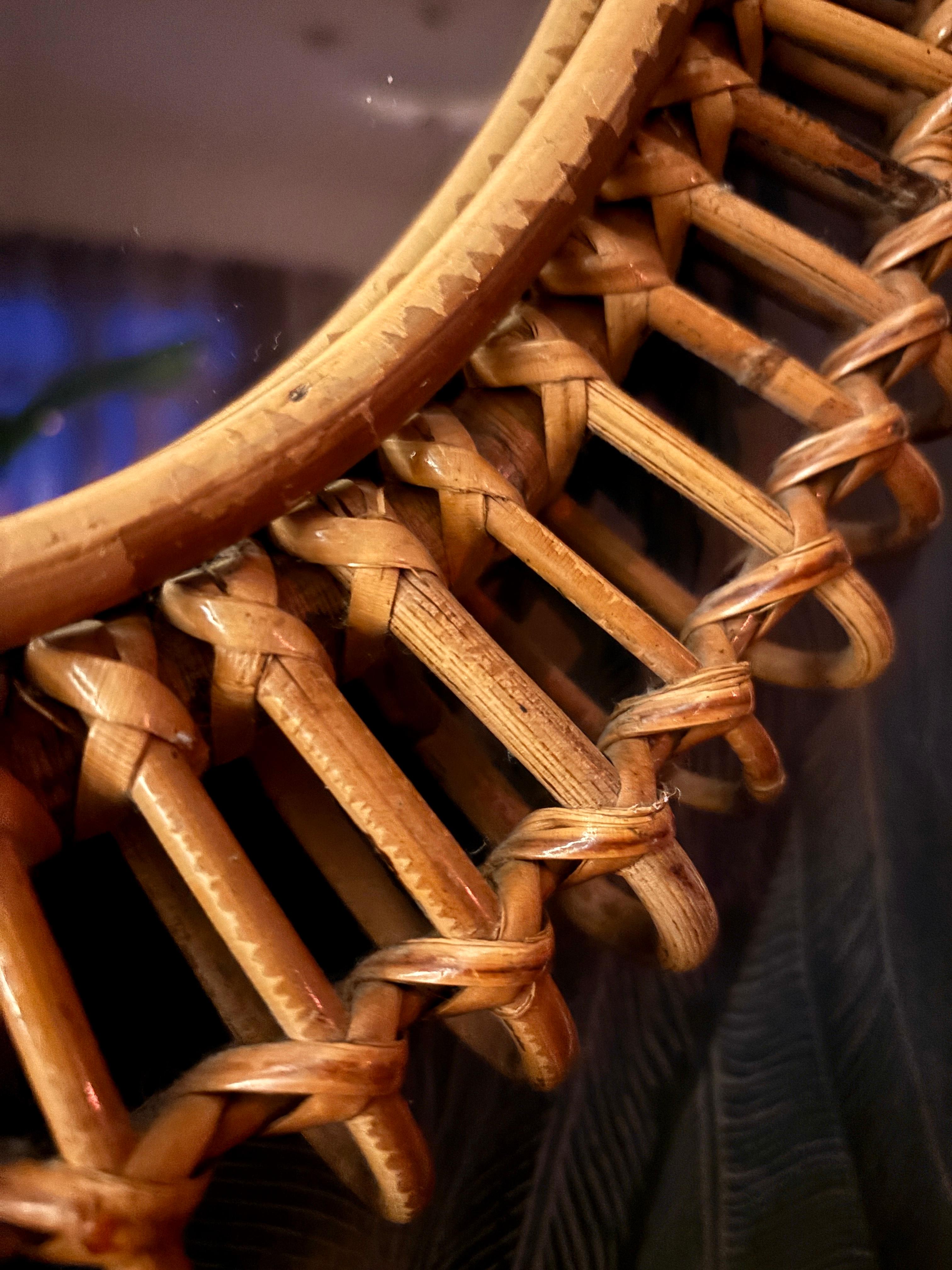 Specchio in bambù e rattan di Franco Albini, Italia anni '60 in vendita 2