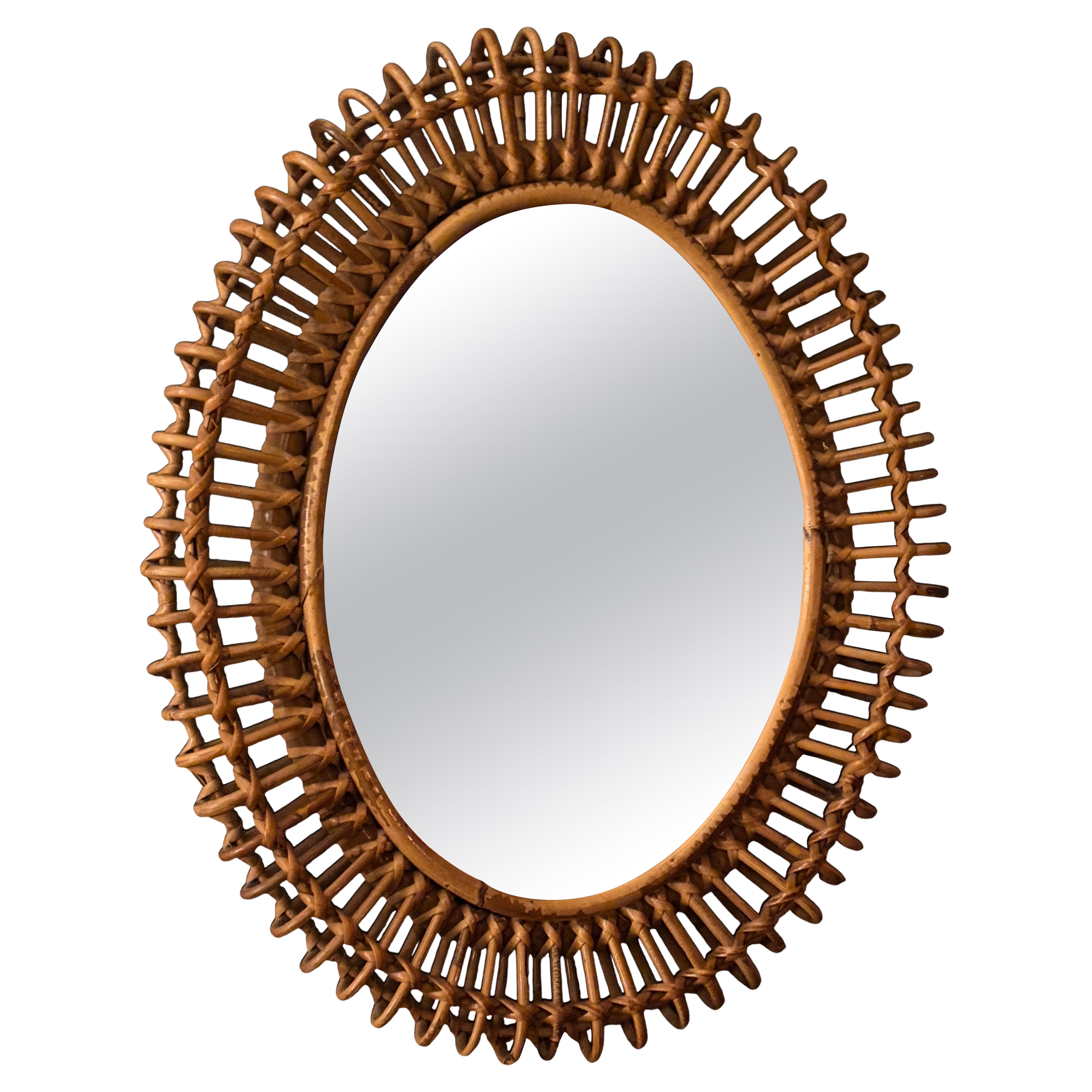 Bamboo and rattan mirror by Franco Albini, Italy 1960s