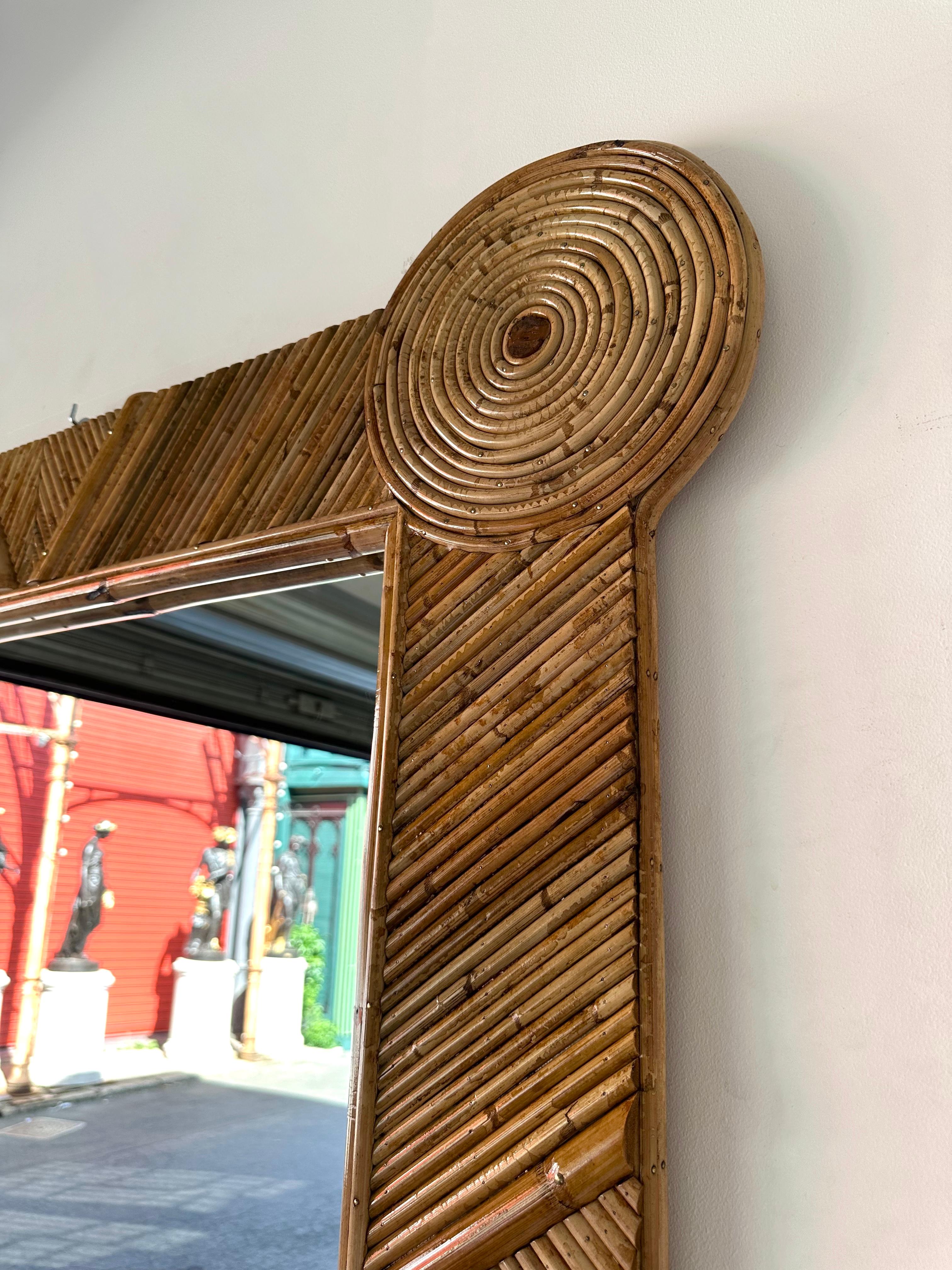 Bamboo and Rattan Mirror by Vivai Del Sud. Italy, 1970s en vente 3