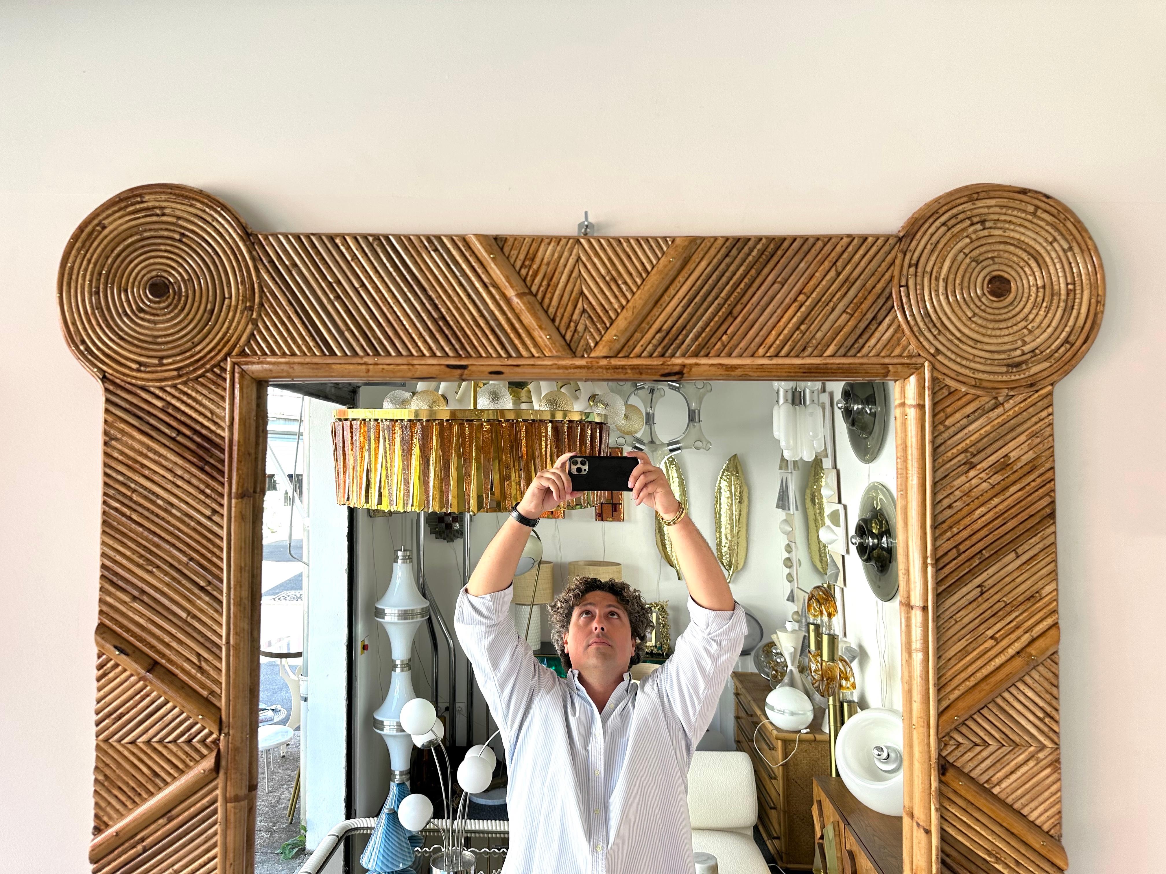Bamboo and Rattan Mirror by Vivai Del Sud. Italy, 1970s en vente 5