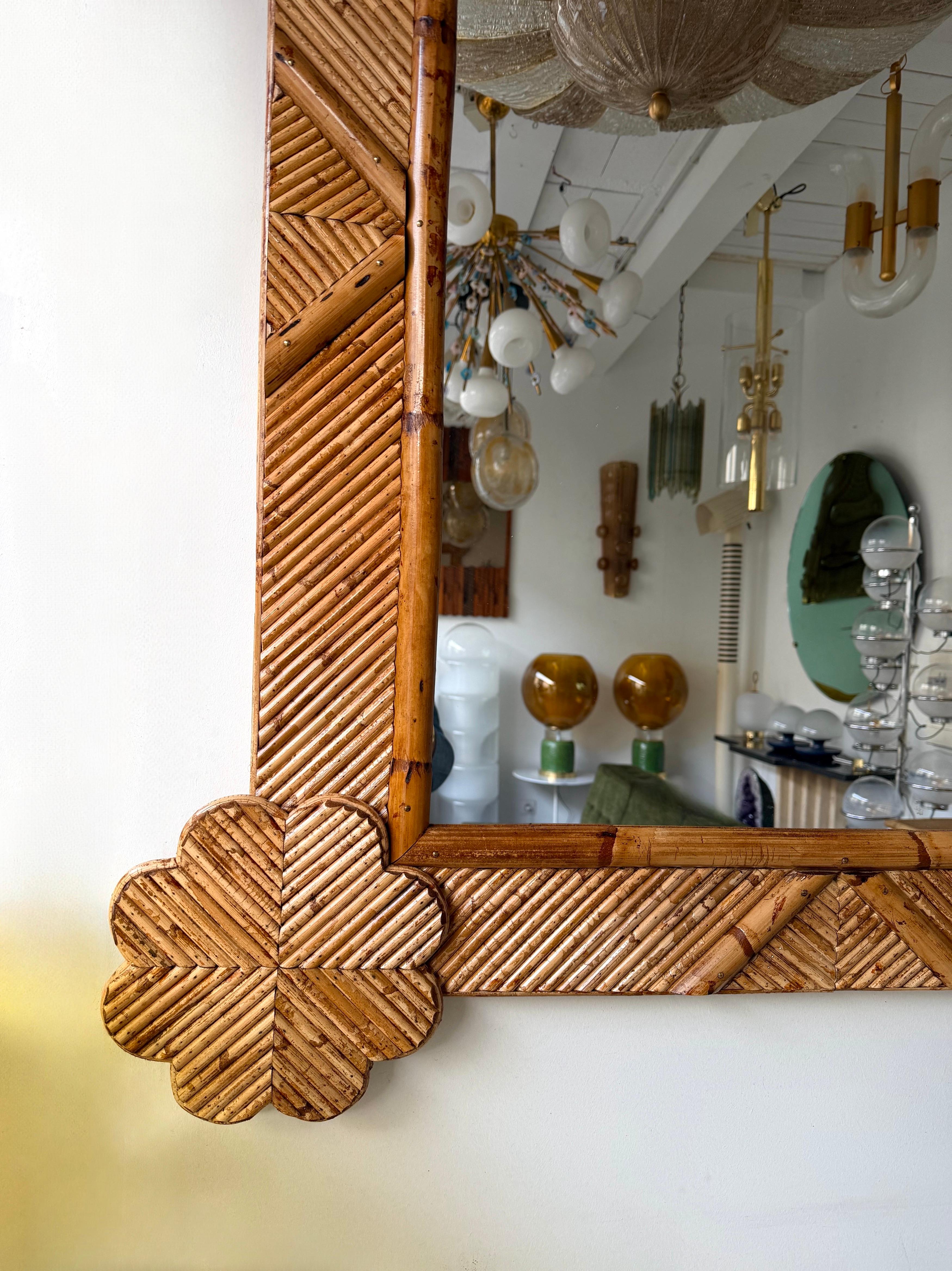 Specchio in bambù e rattan di Vivai del Sud. Italia, anni '70 5
