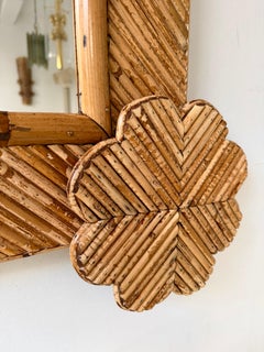 Specchio in bambù e rattan di Vivai del Sud. Italia, anni '70