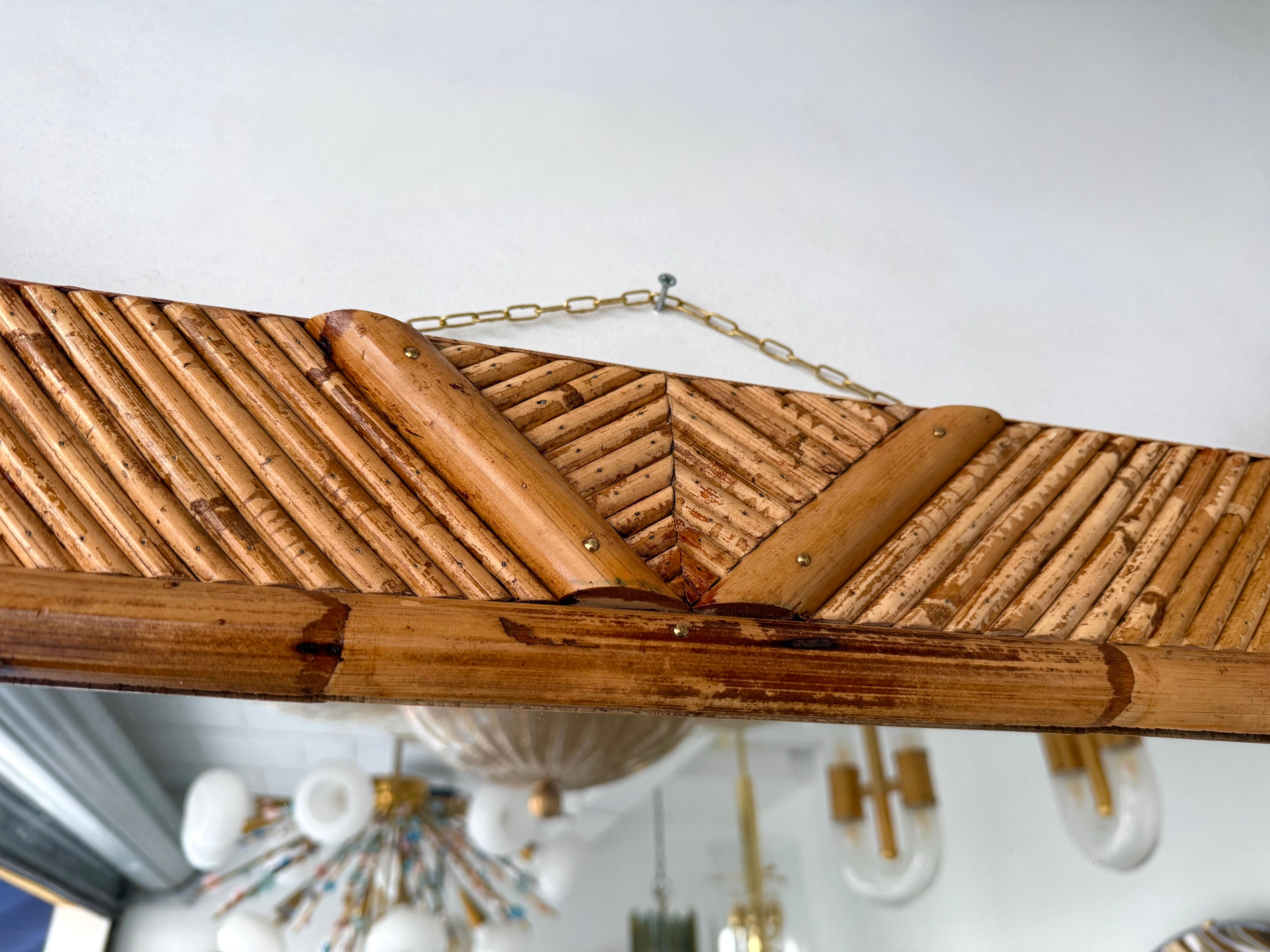 Specchio in bambù e rattan di Vivai del Sud. Italia, anni '70 In condizioni buone a SAINT-OUEN, FR