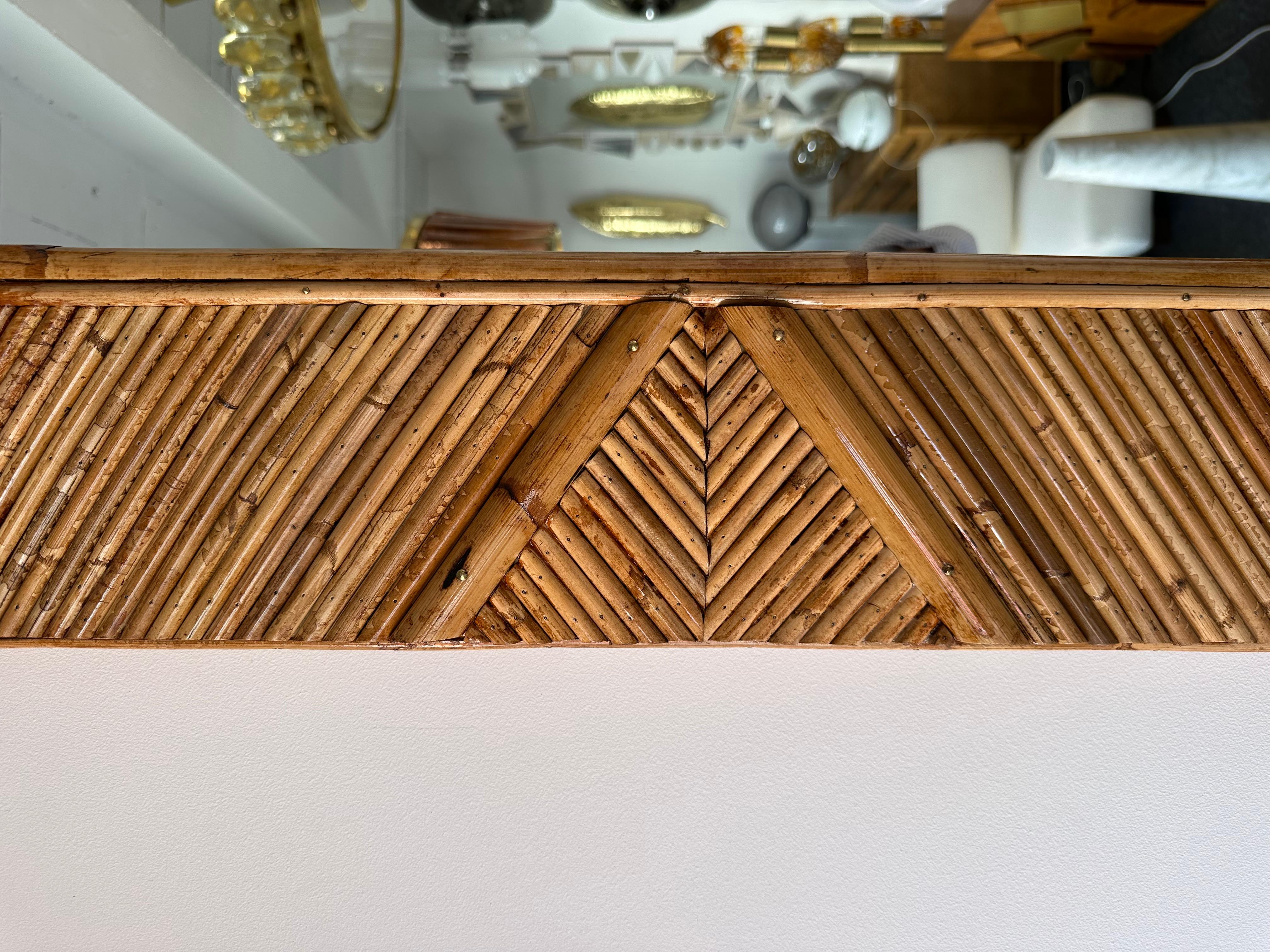 Fin du 20e siècle Bamboo and Rattan Mirror by Vivai Del Sud. Italy, 1970s en vente