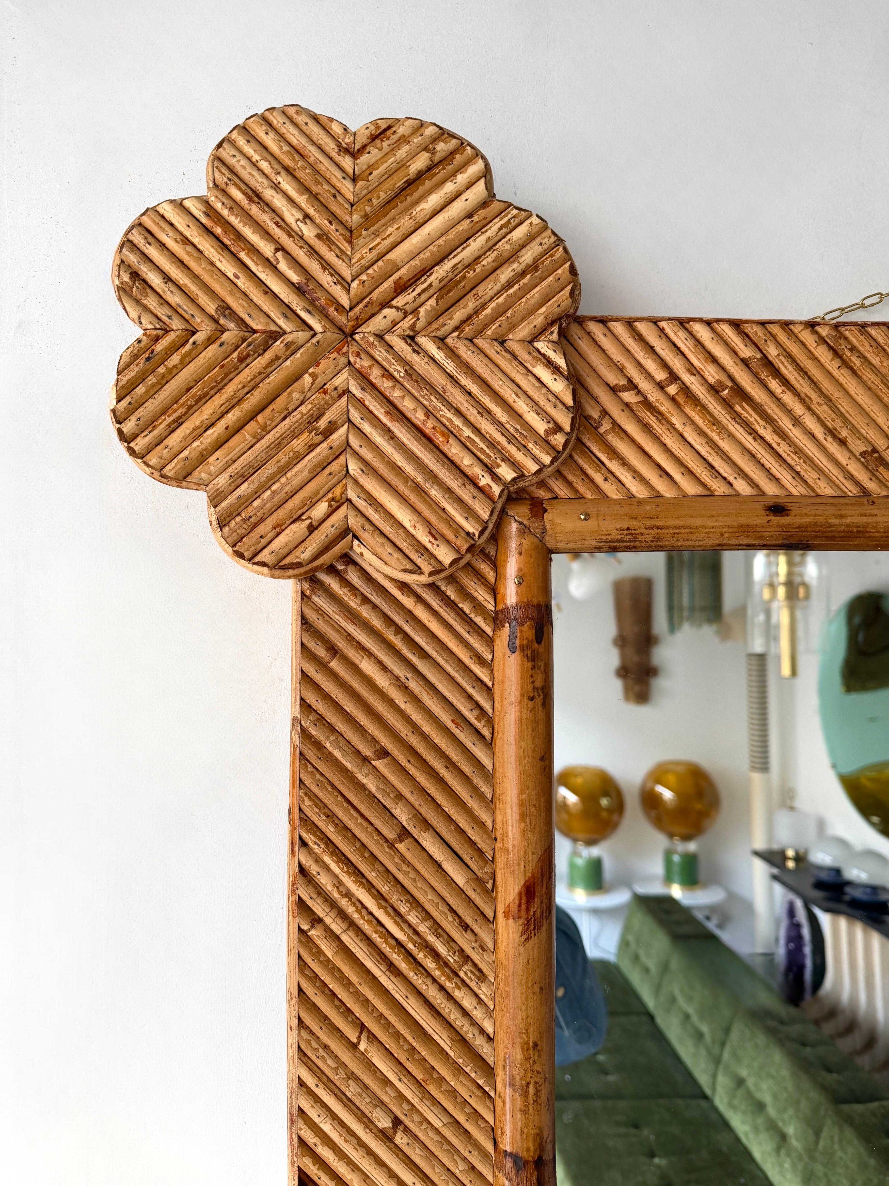 Bambù Specchio in bambù e rattan di Vivai del Sud. Italia, anni '70