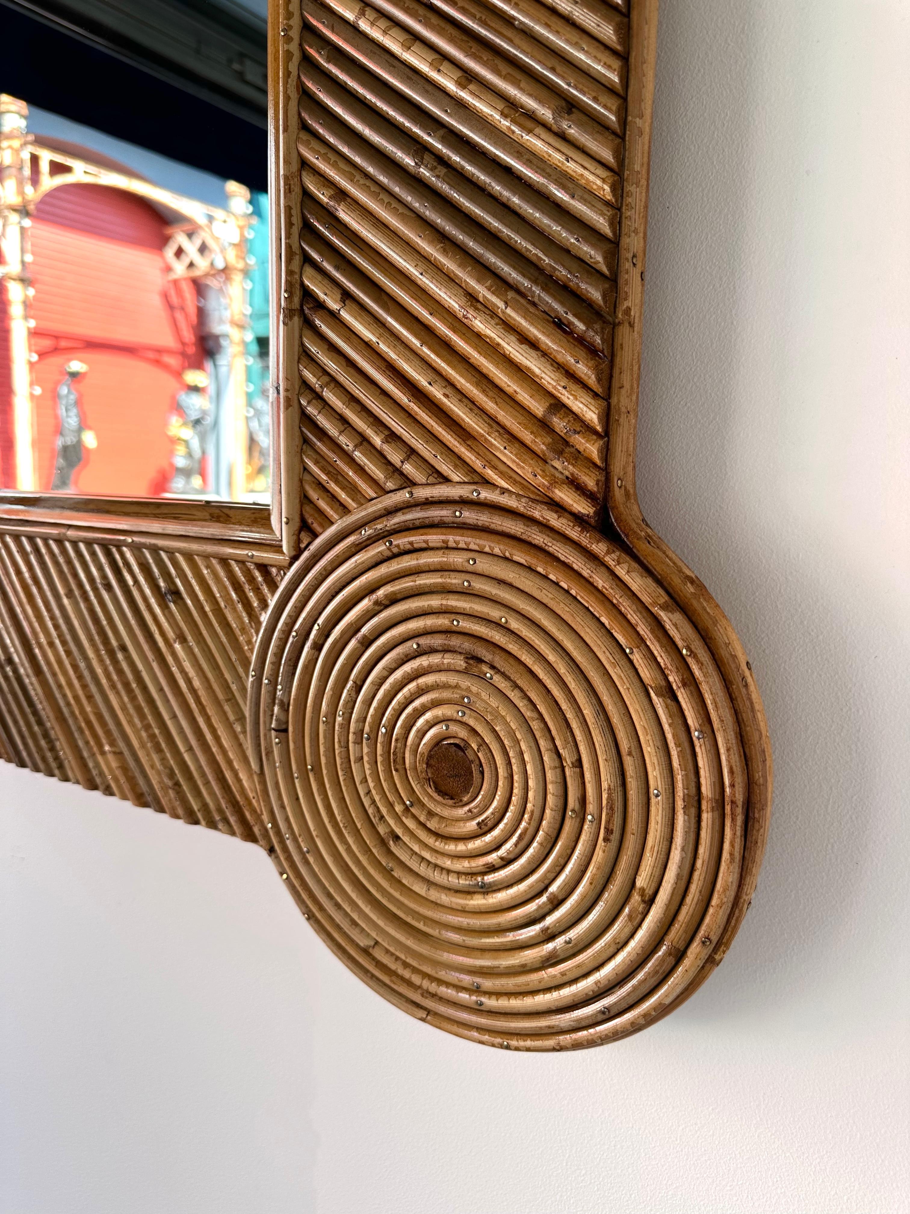 Bamboo and Rattan Mirror by Vivai Del Sud. Italy, 1970s en vente 1