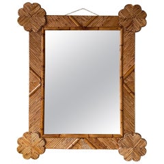 Bamboo and Rattan Mirror by Vivai Del Sud. Italy, 1970s