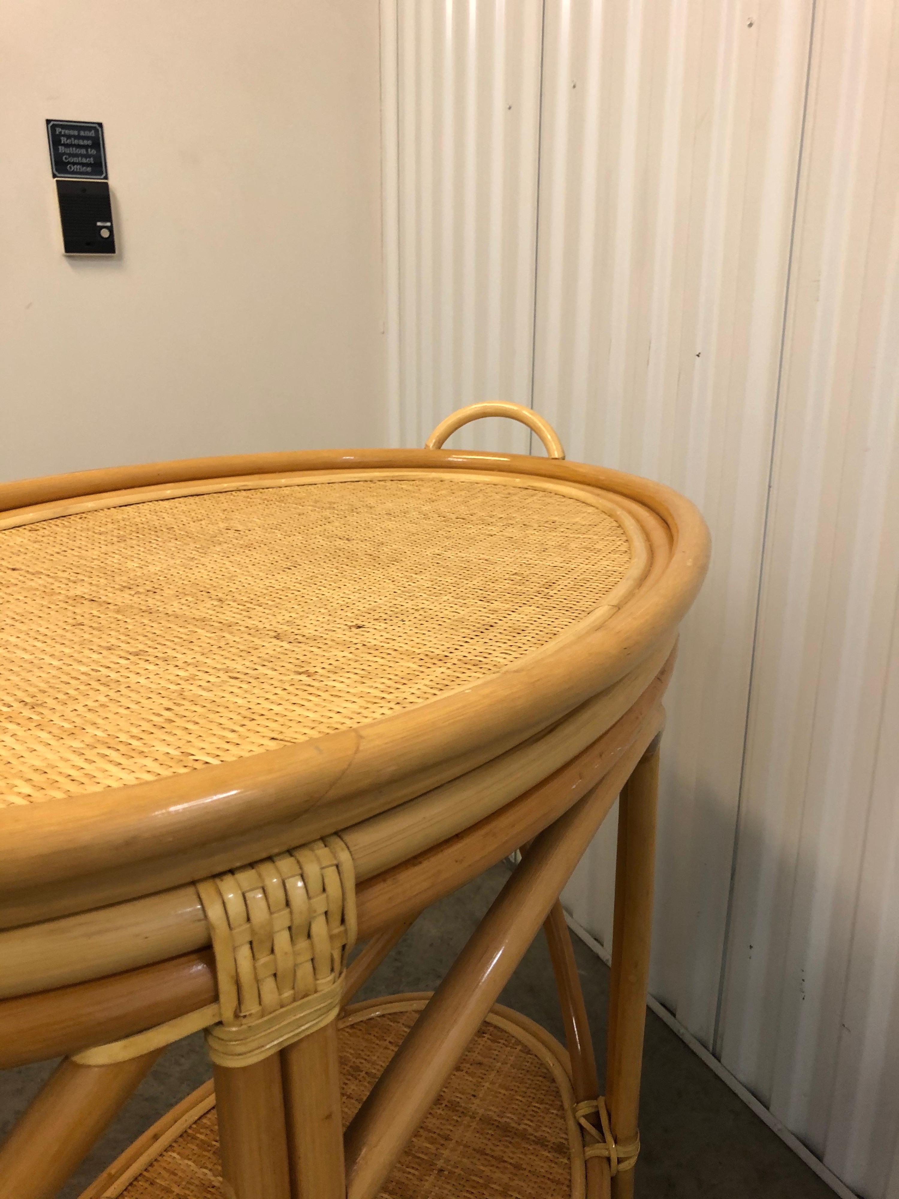 Bamboo and Rattan Oval Bar Cart 6