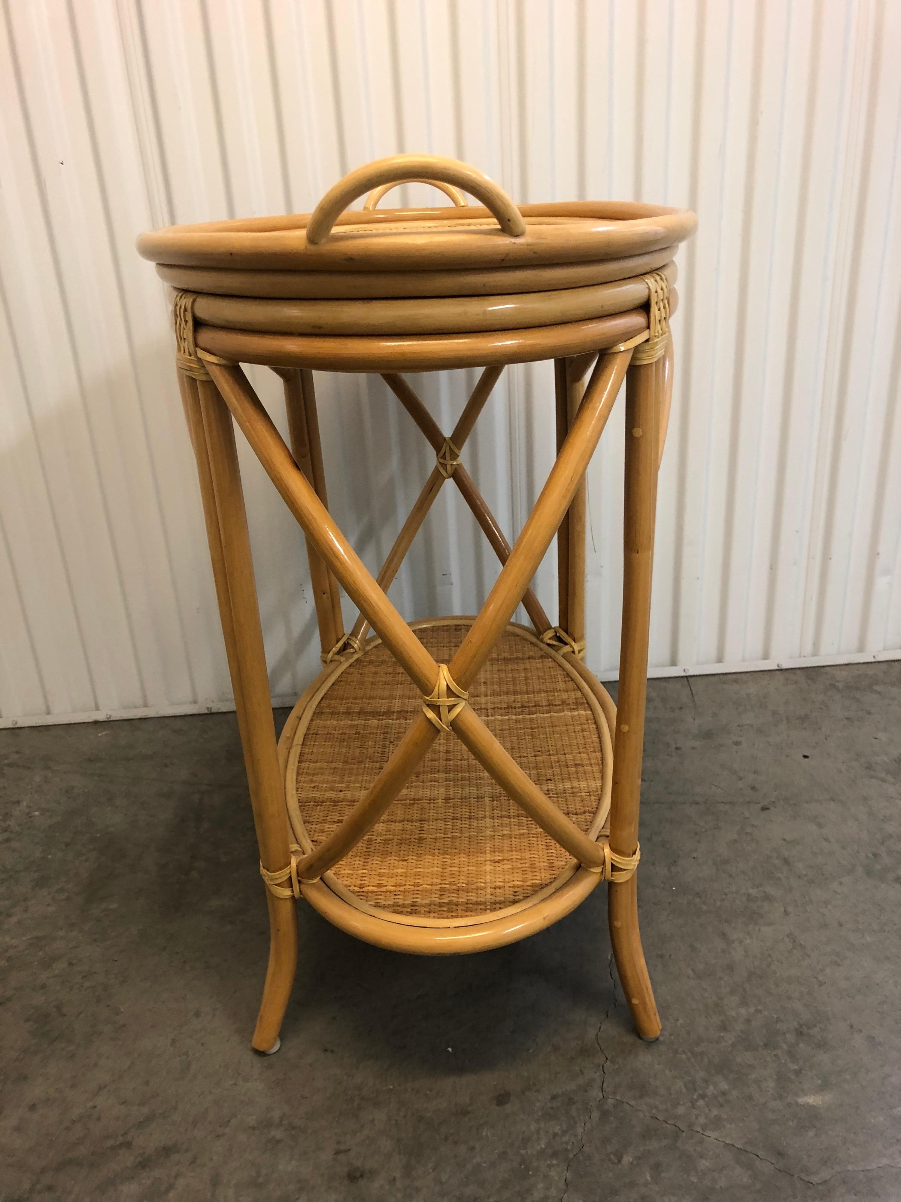 Bamboo and Rattan Oval Bar Cart 8