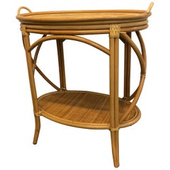 Bamboo and Rattan Oval Bar Cart