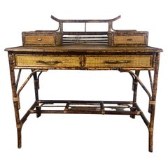 Bamboo and Rattan Pagoda Style Writing Desk, , for Bloomingdales