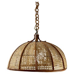 Vintage Bamboo and Rattan Pendant Lamp, Italy, 1970s