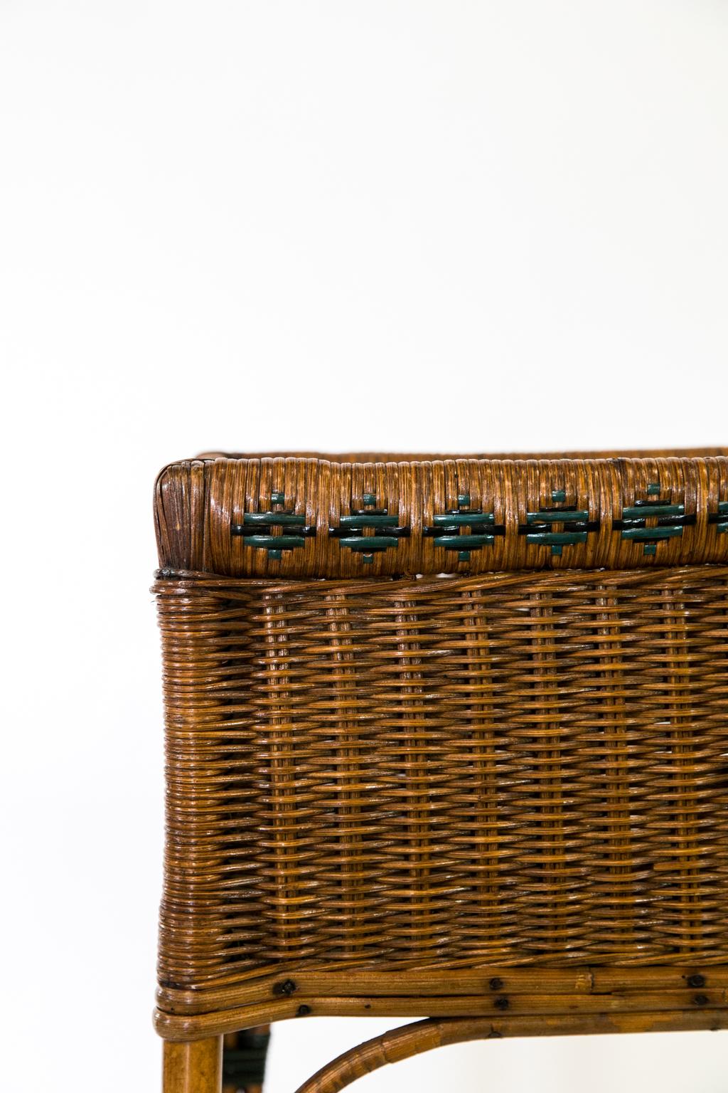 Hand-Painted Bamboo and Rattan Planter